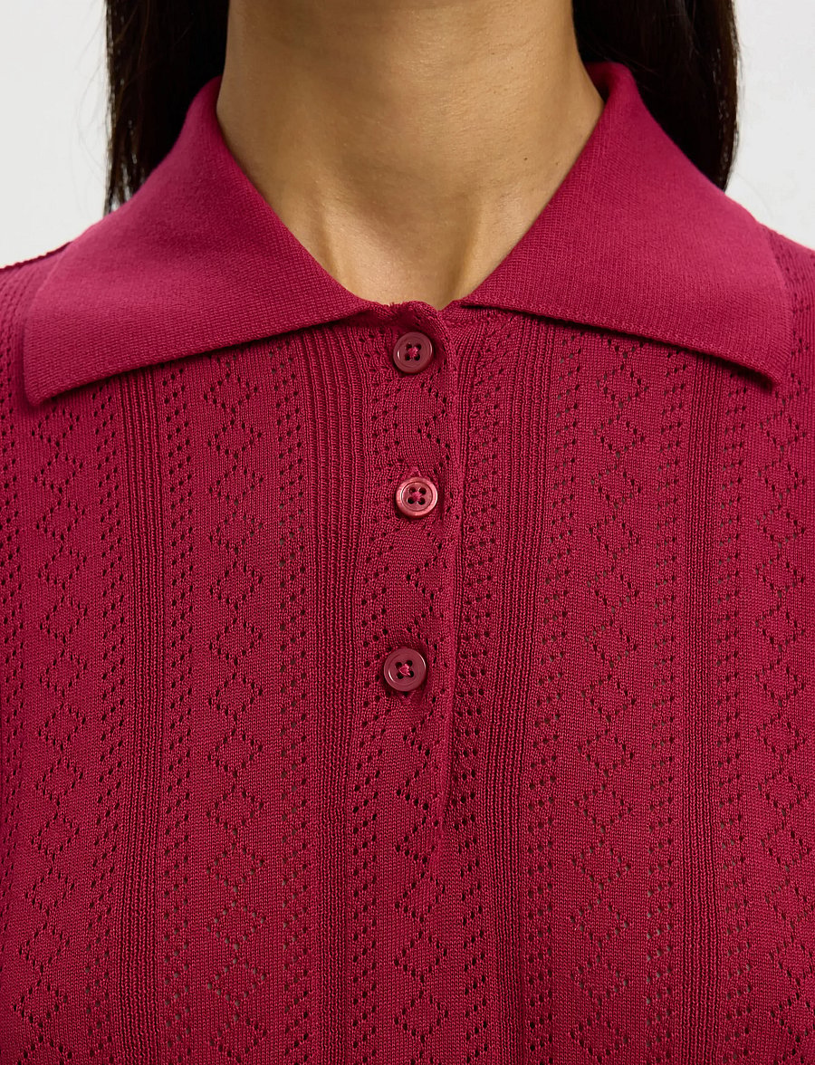 Selected - SLFTOLEDO STRUCTURE 2/4 KNIT POLO NECK - jumpers - anemone - 4