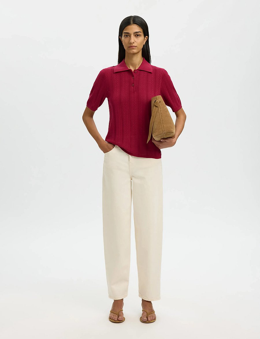 Selected - SLFTOLEDO STRUCTURE 2/4 KNIT POLO NECK - jumpers - anemone - 5
