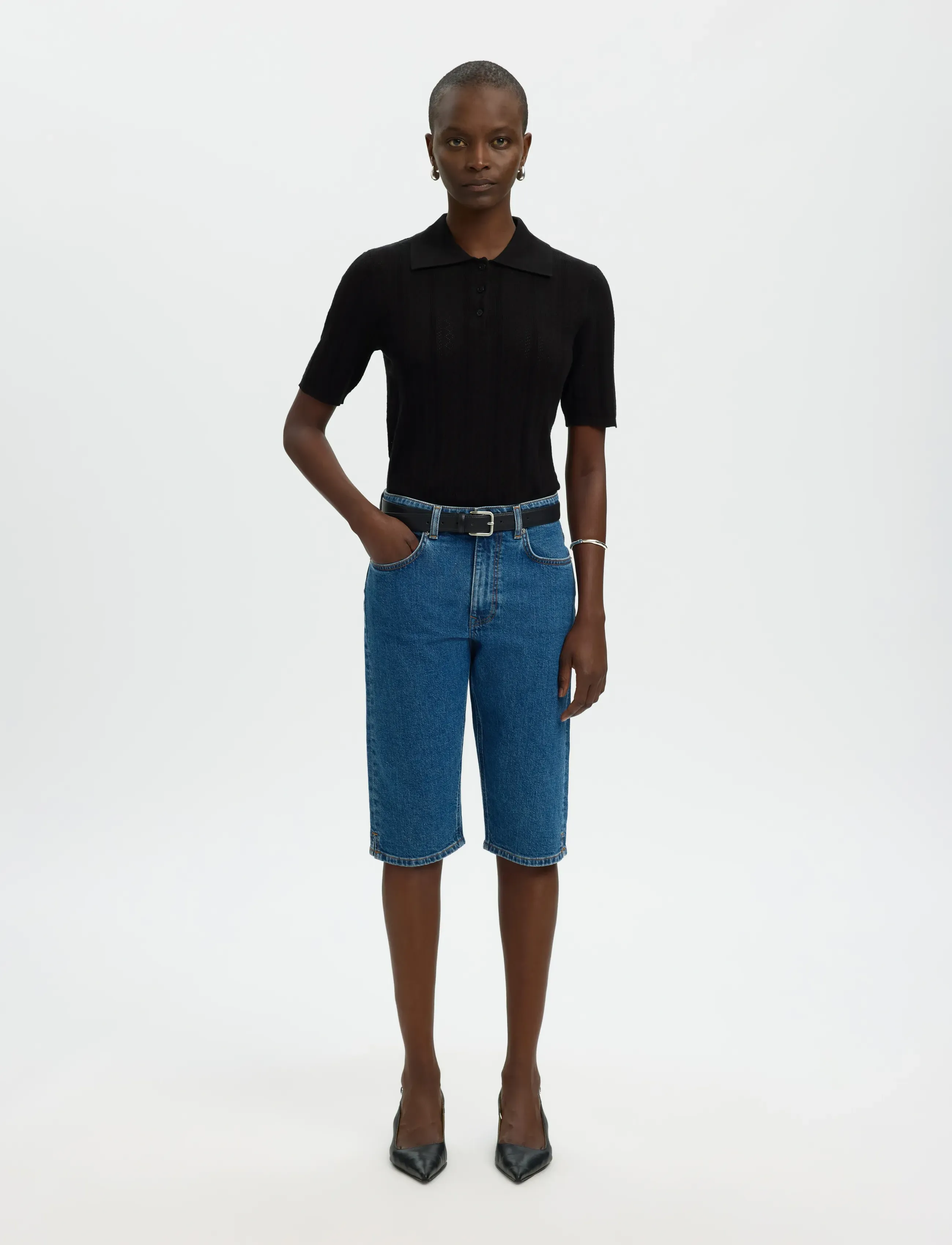 Selected - SLFTOLEDO STRUCTURE 2/4 KNIT POLO NECK - striktrøjer - black - 3