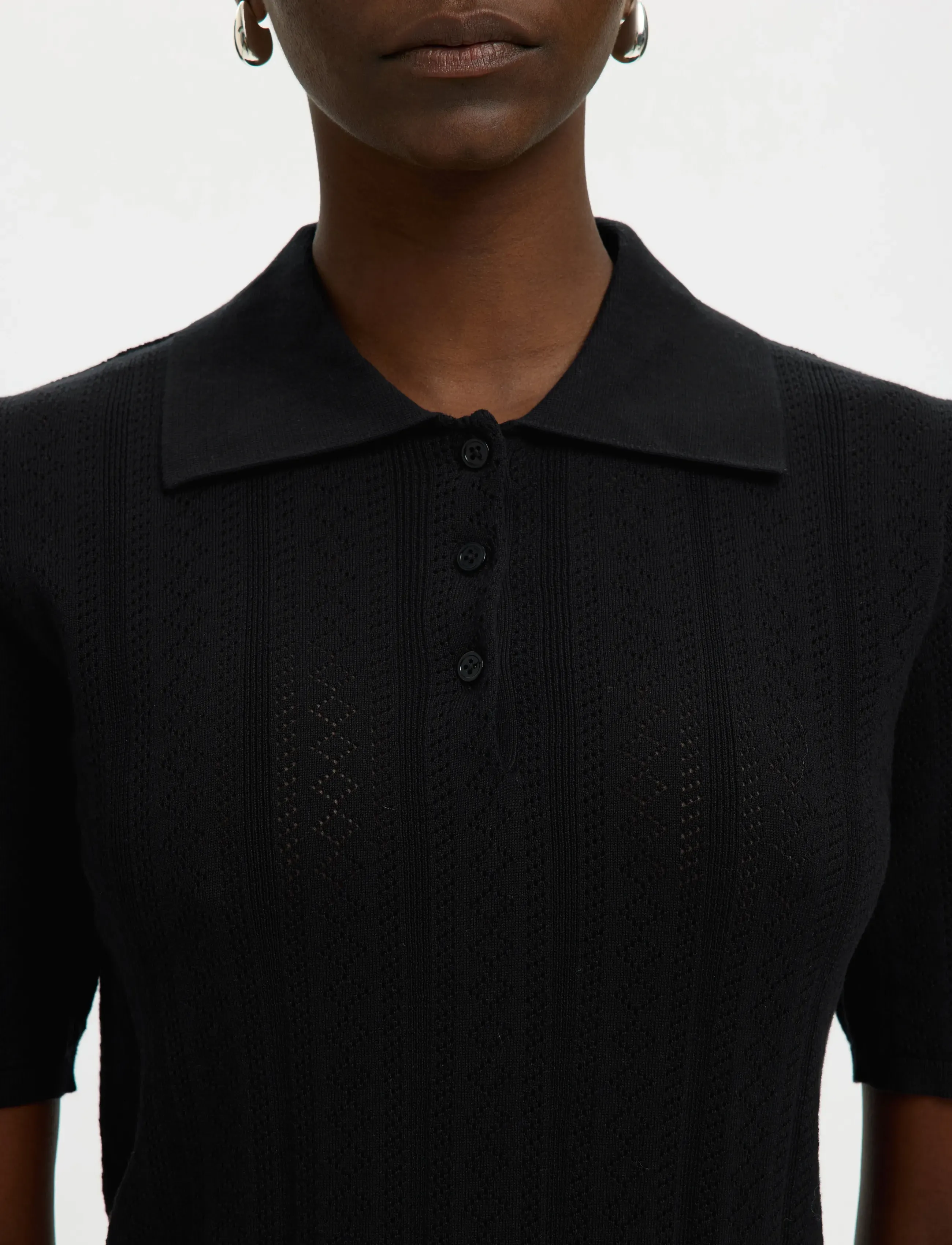 Selected - SLFTOLEDO STRUCTURE 2/4 KNIT POLO NECK - striktrøjer - black - 4