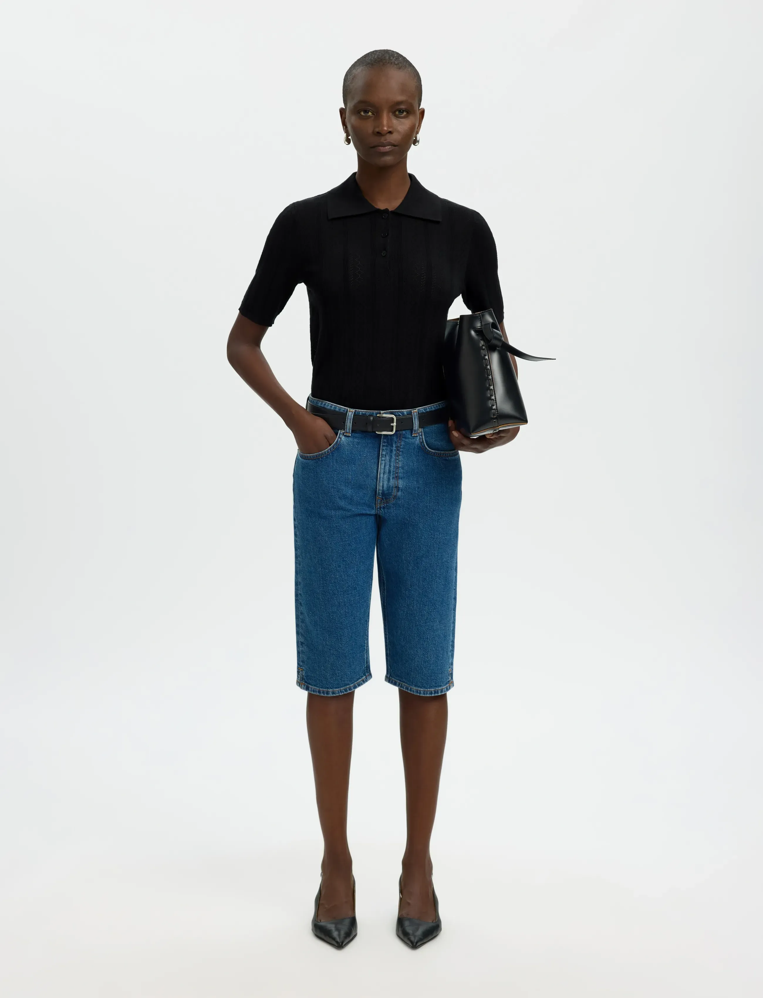 Selected - SLFTOLEDO STRUCTURE 2/4 KNIT POLO NECK - striktrøjer - black - 5