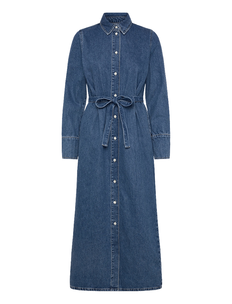 Selected - SLFREGULAR AGATHE LONG DENIM DRESS - särkkleidid - medium blue denim - 0