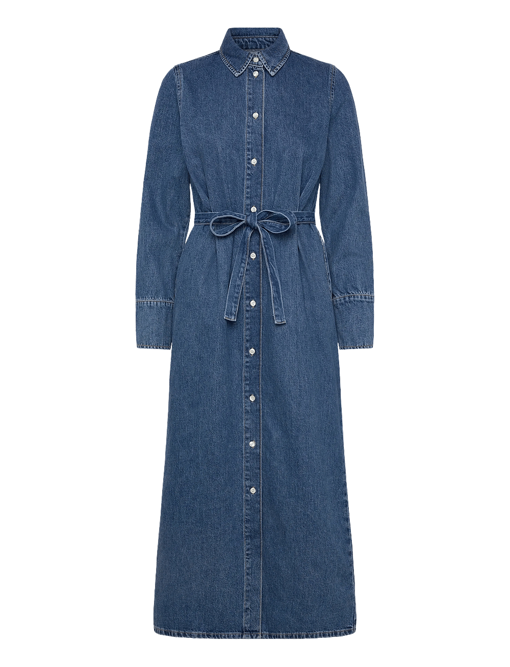 selected femme denim dress Selected + Selected Femme denim prairie maxi dress