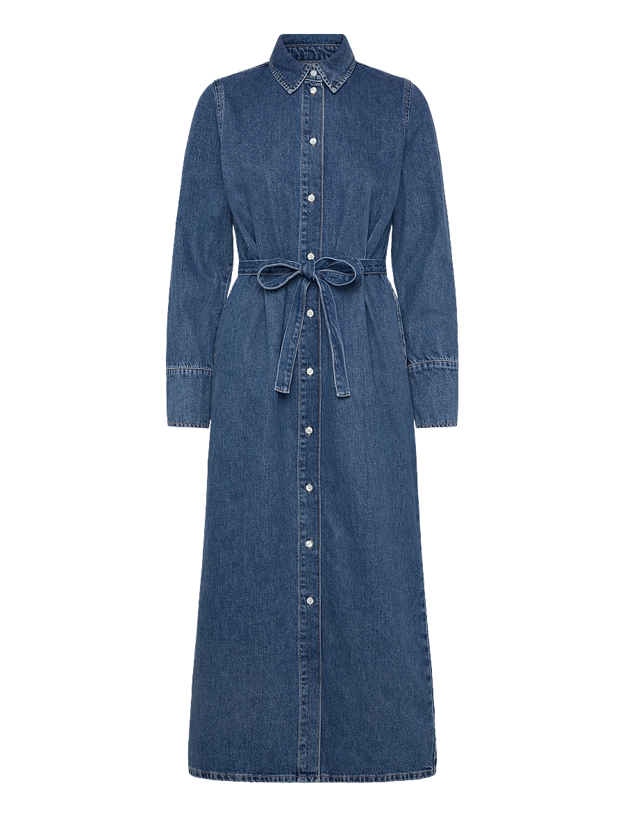 Selected - SLFREGULAR AGATHE LONG DENIM DRESS - robes chemises - medium blue denim - 1