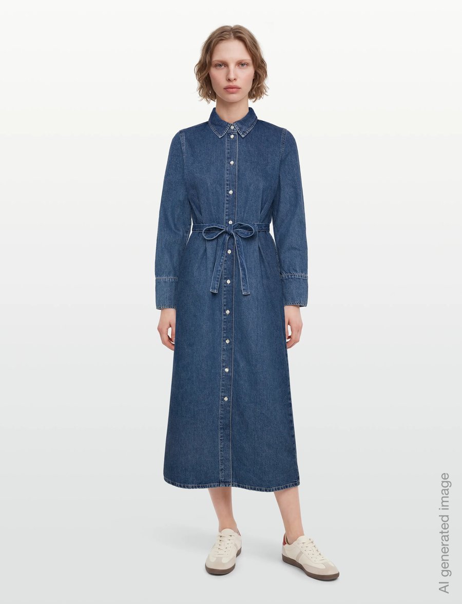 Selected - SLFREGULAR AGATHE LONG DENIM DRESS - robes chemises - medium blue denim - 0