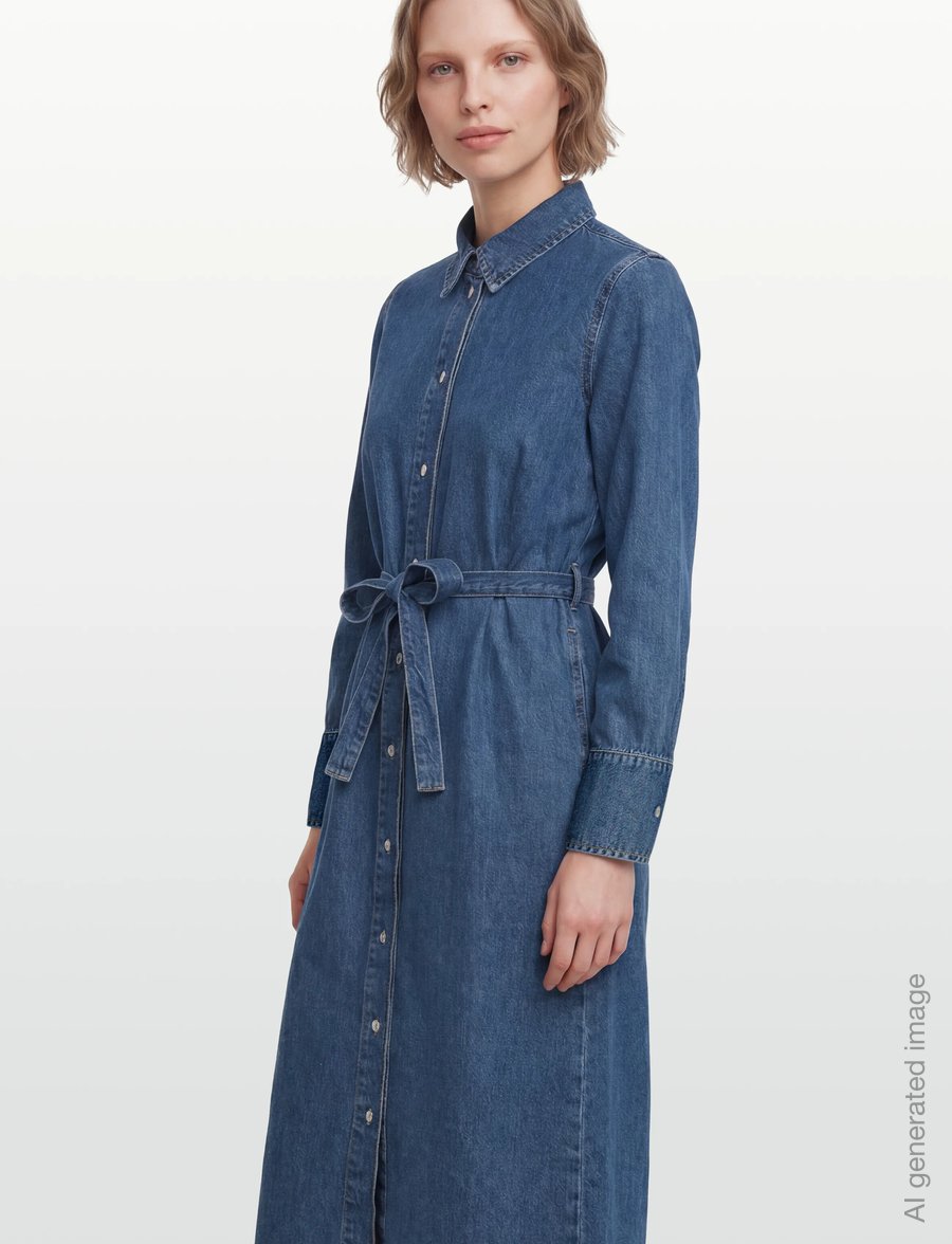 Selected - SLFREGULAR AGATHE LONG DENIM DRESS - robes chemises - medium blue denim - 4