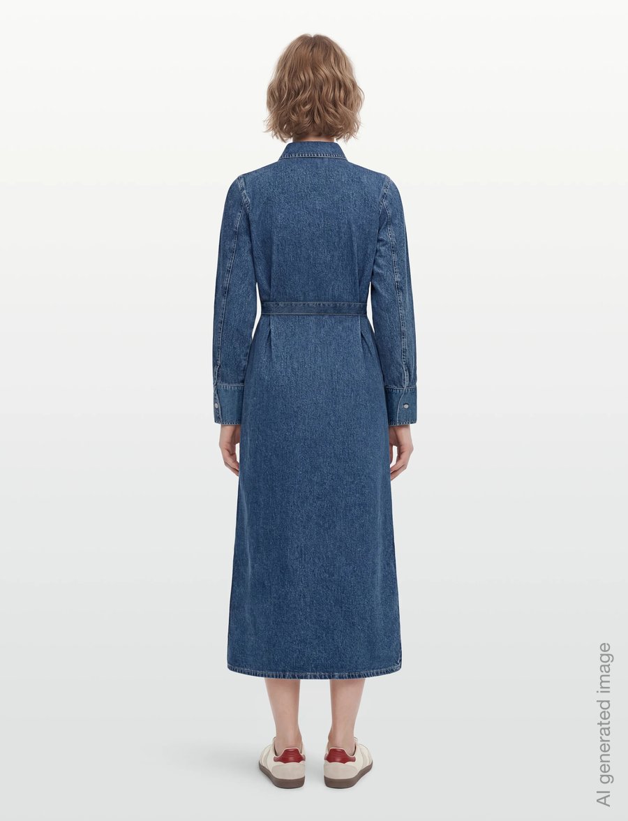 Selected - SLFREGULAR AGATHE LONG DENIM DRESS - robes chemises - medium blue denim - 5