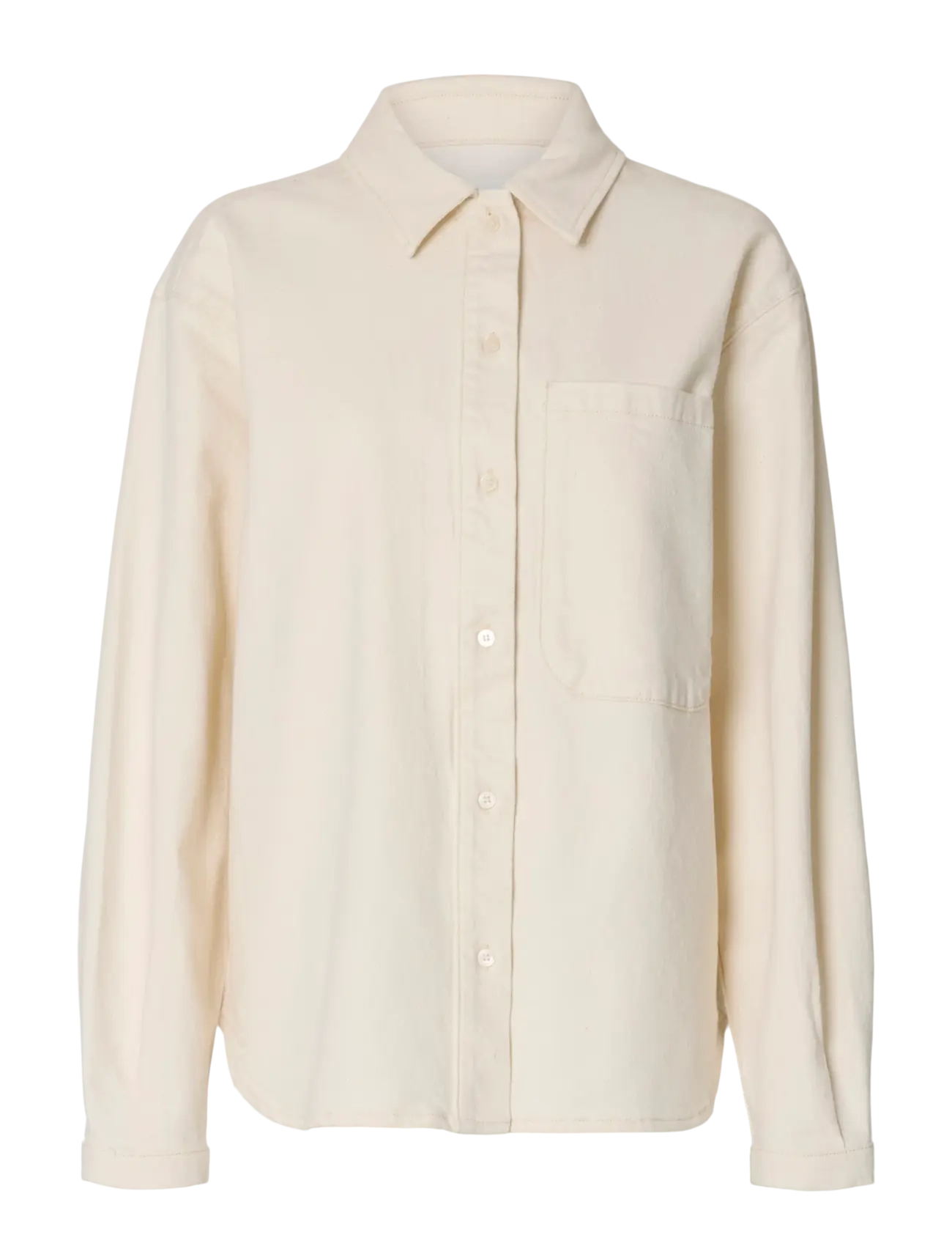 Selected SLFRELAXED EBBA DENIM SHIRT - Tøj - EGRET / cream