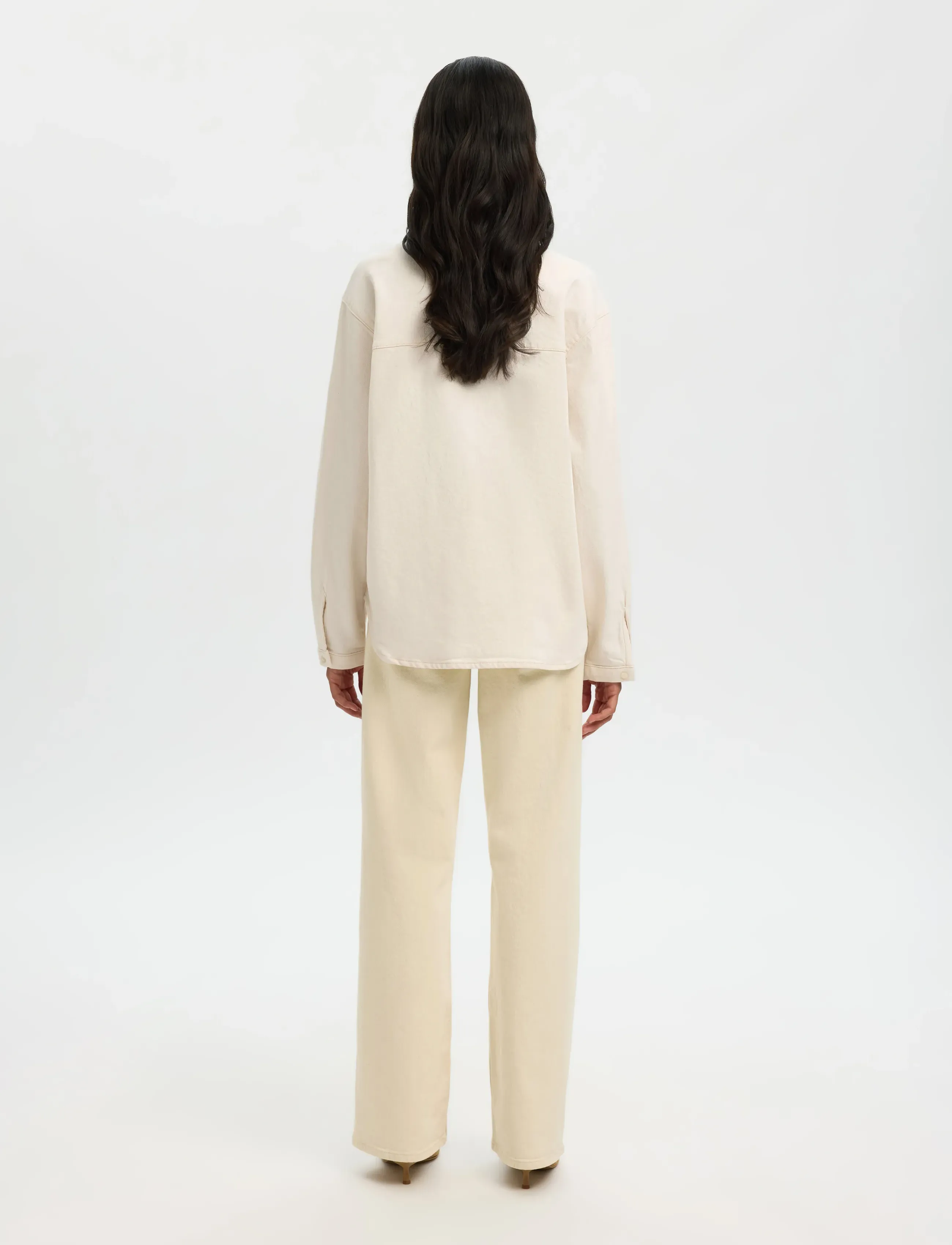 Selected - SLFRELAXED EBBA DENIM SHIRT - teksasärgid - egret - 2