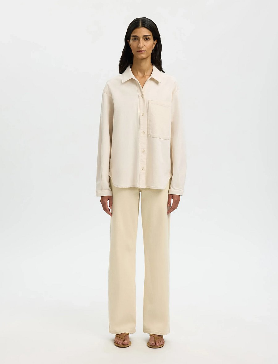 Selected - SLFRELAXED EBBA DENIM SHIRT - denimskjorter - egret - 3