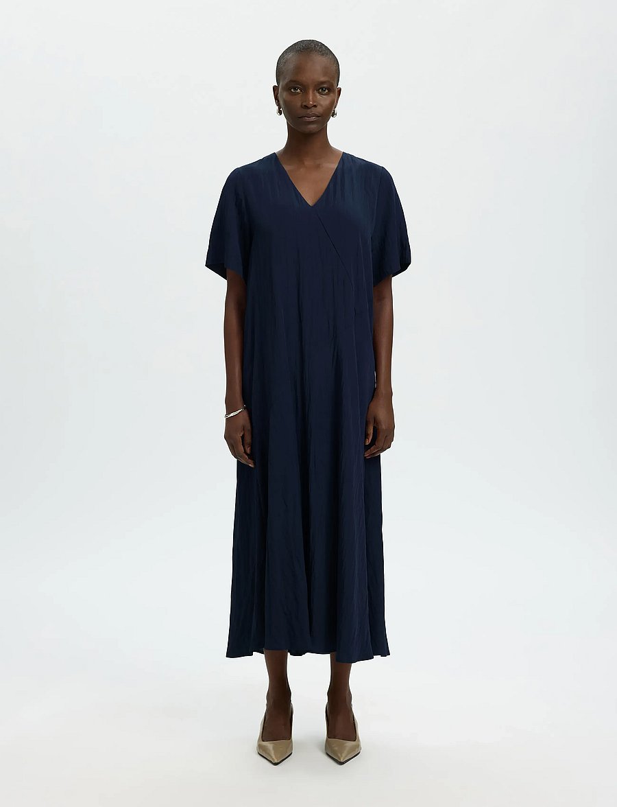 Selected - SLFIONA REGULAR 2/4 ANKLE DRESS B - kleitas ar pārlikumu - dark sapphire - 0