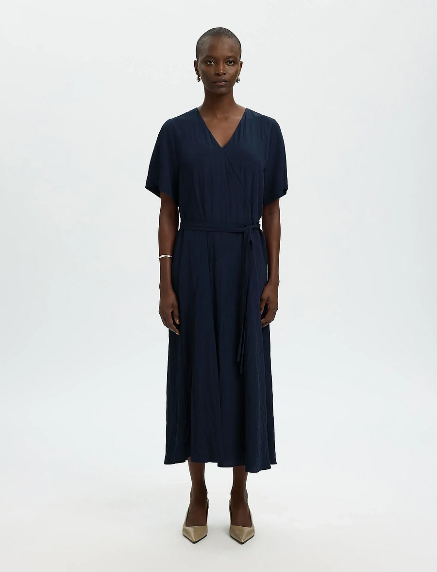Selected - SLFIONA REGULAR 2/4 ANKLE DRESS B - kleitas ar pārlikumu - dark sapphire - 3