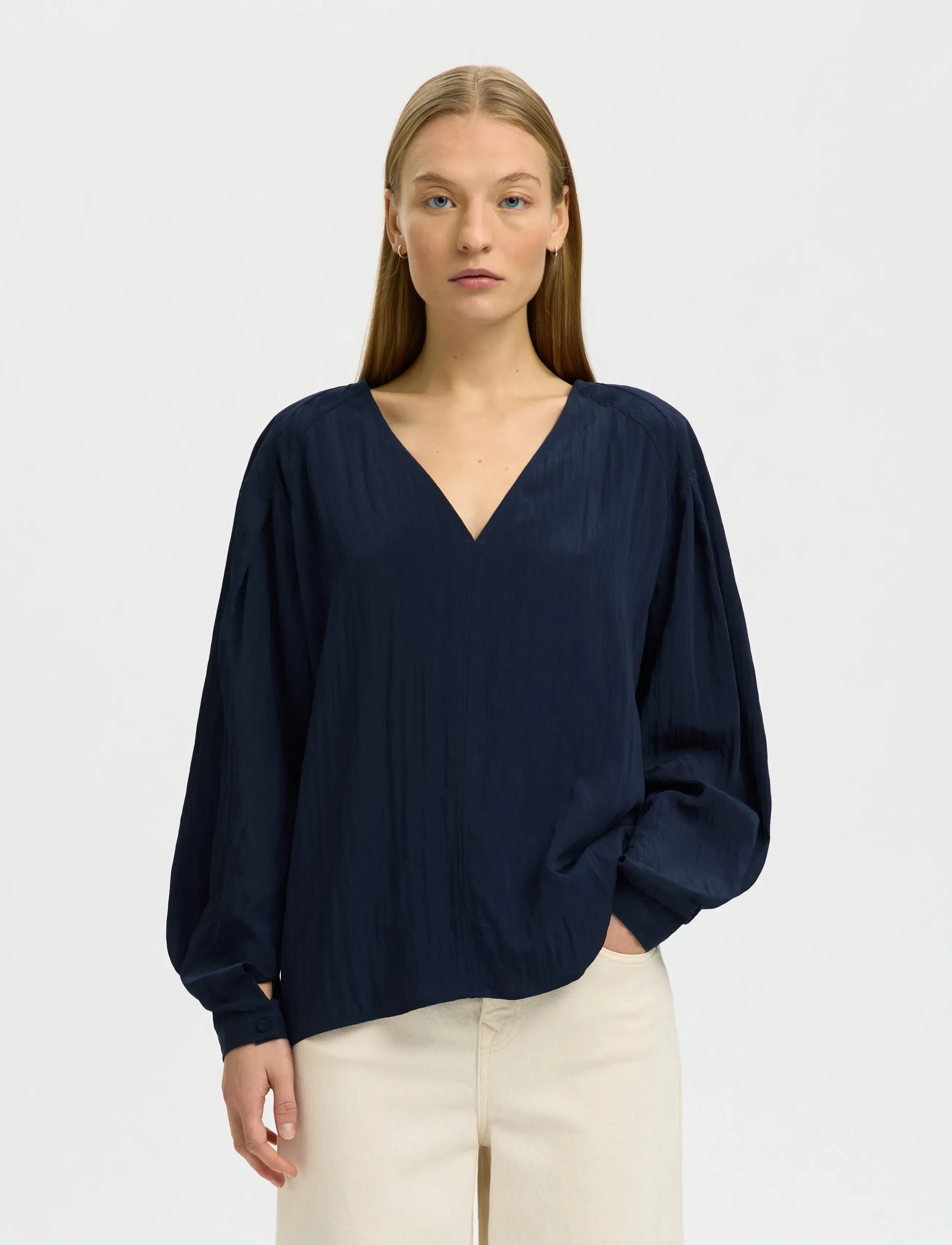 Selected SLFIONA LS TOP B - Blouses à manches longues - DARK SAPPHIRE / navy