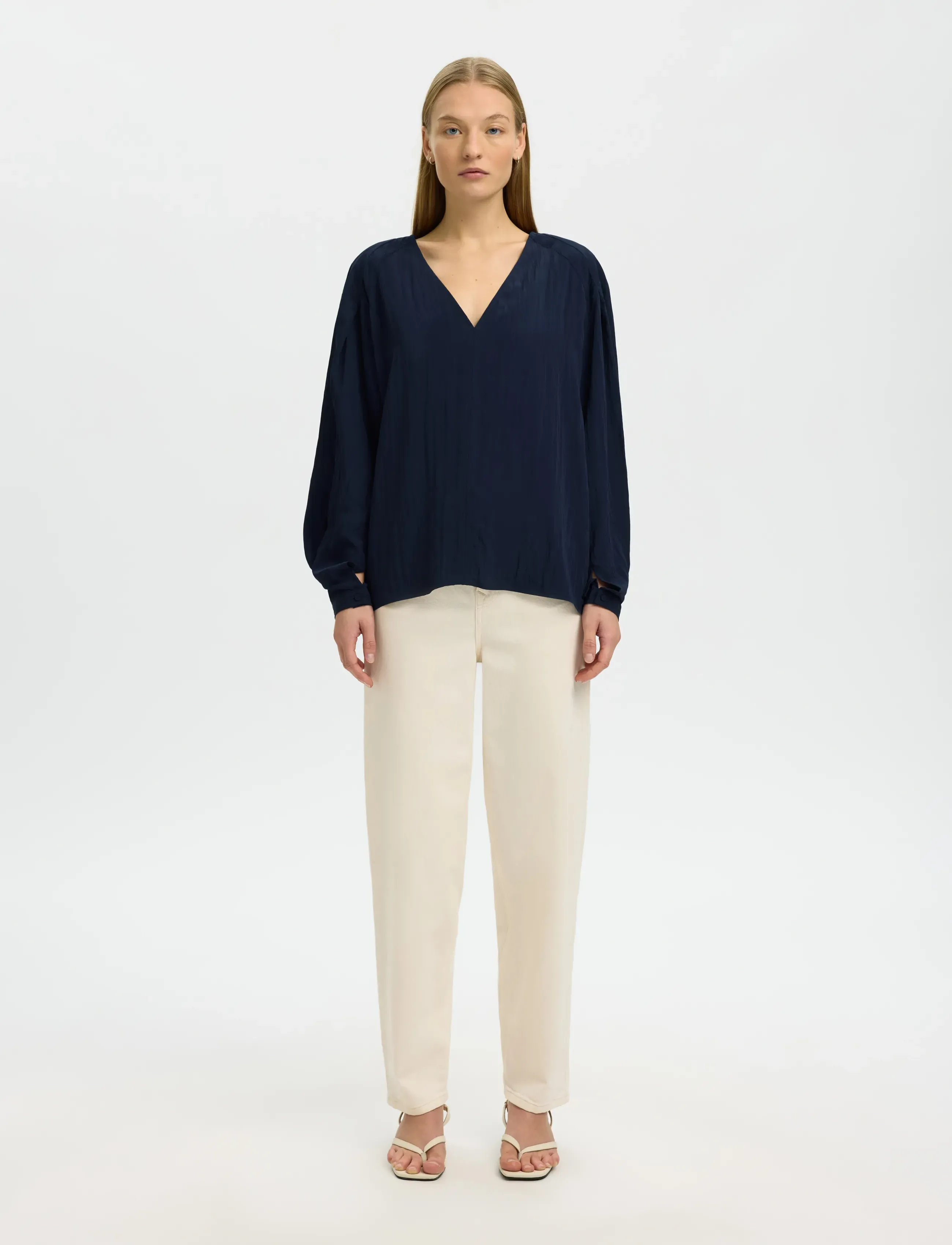 Selected - SLFIONA LS TOP B - långärmade blusar - dark sapphire - 3