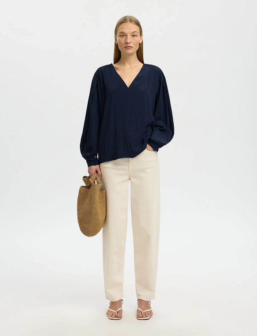 Selected - SLFIONA LS TOP B - pikkade varrukatega pluusid - dark sapphire - 5