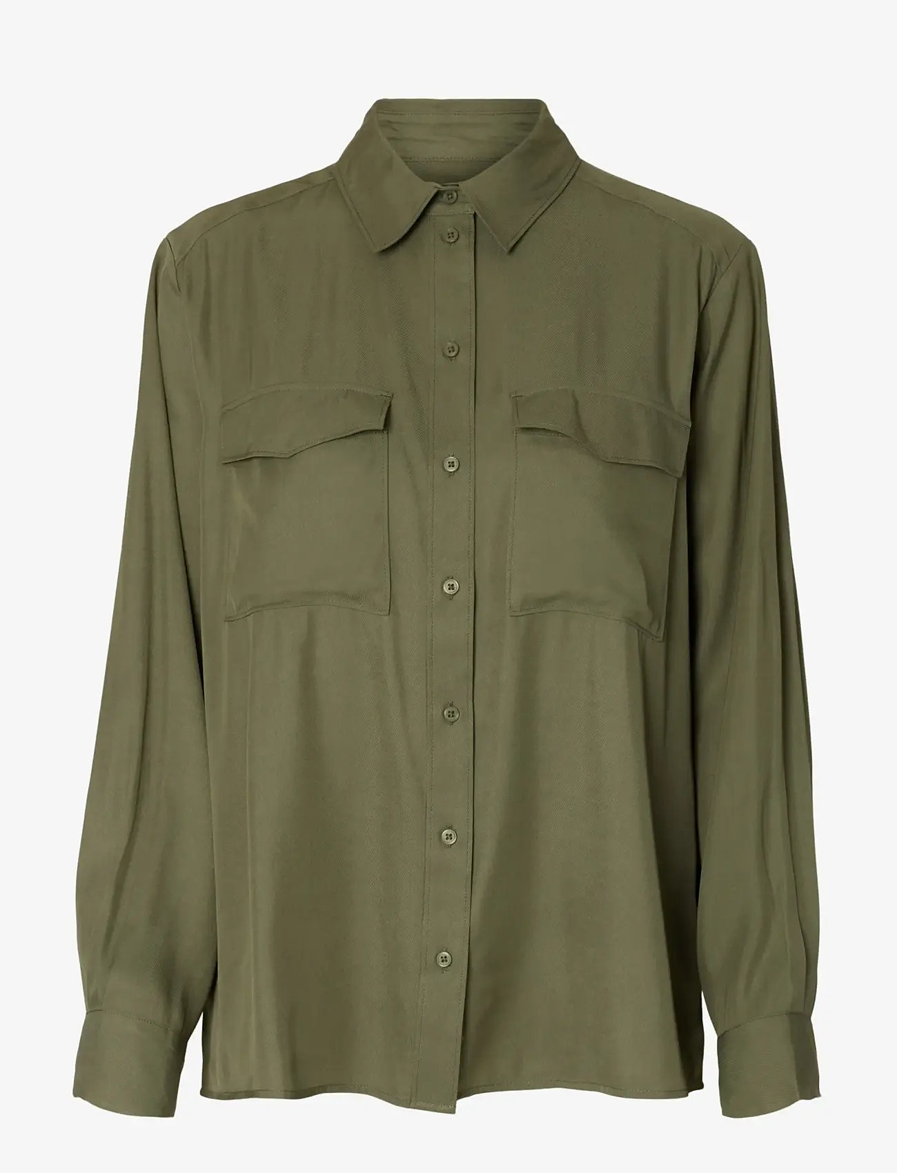 Selected - SLFBEATRICE LS RELAXED POCKET SHIRT B - long-sleeved shirts - deep lichen green - 0