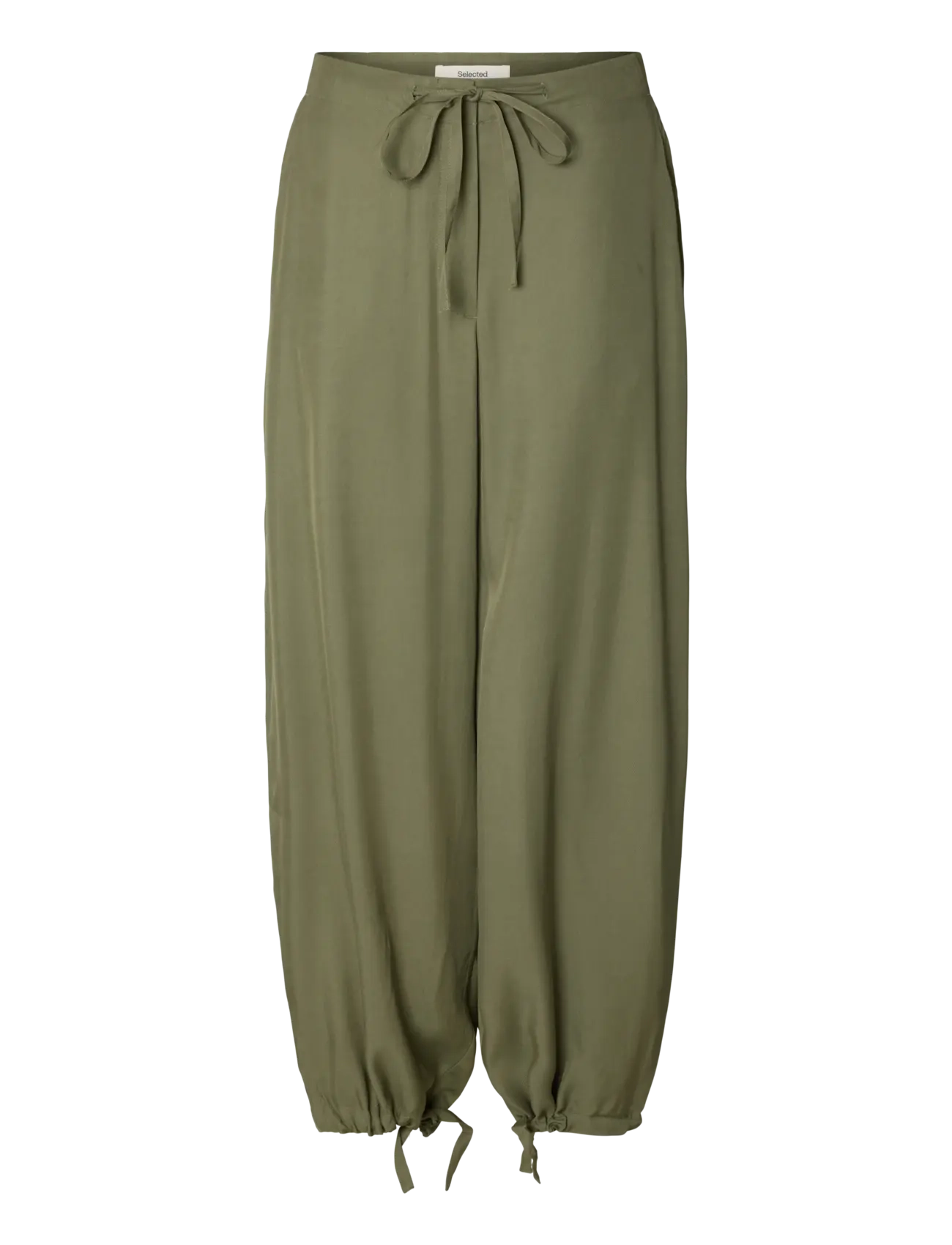 Selected SLFBEATRICE MW WIDE PANT B - Tøj - DEEP LICHEN GREEN / khaki/green
