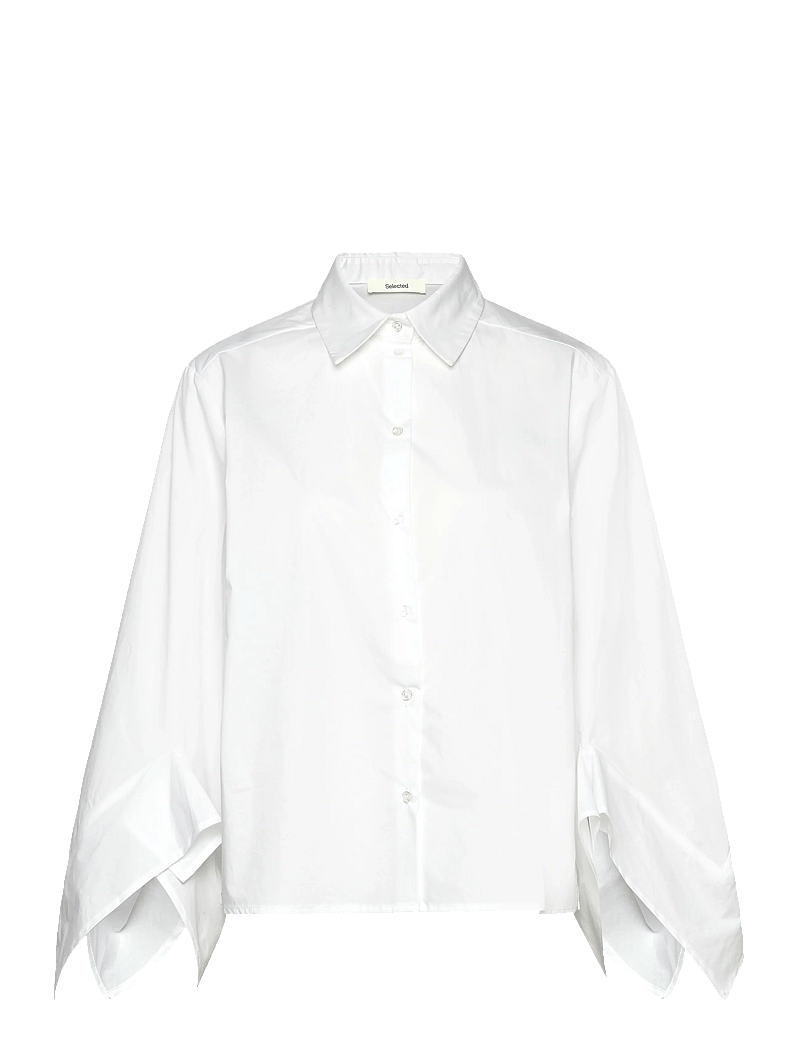 Selected - SLFDELIA RELAXED FLOUNCE SHIRT B - langärmlige hemden - bright white - 0
