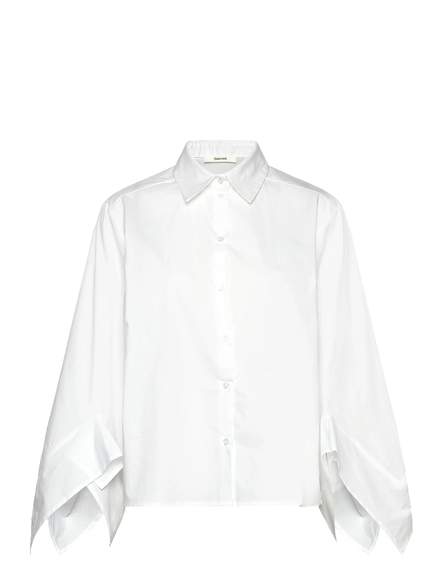 Selected - SLFDELIA RELAXED FLOUNCE SHIRT B - chemises à manches longues - bright white - 0
