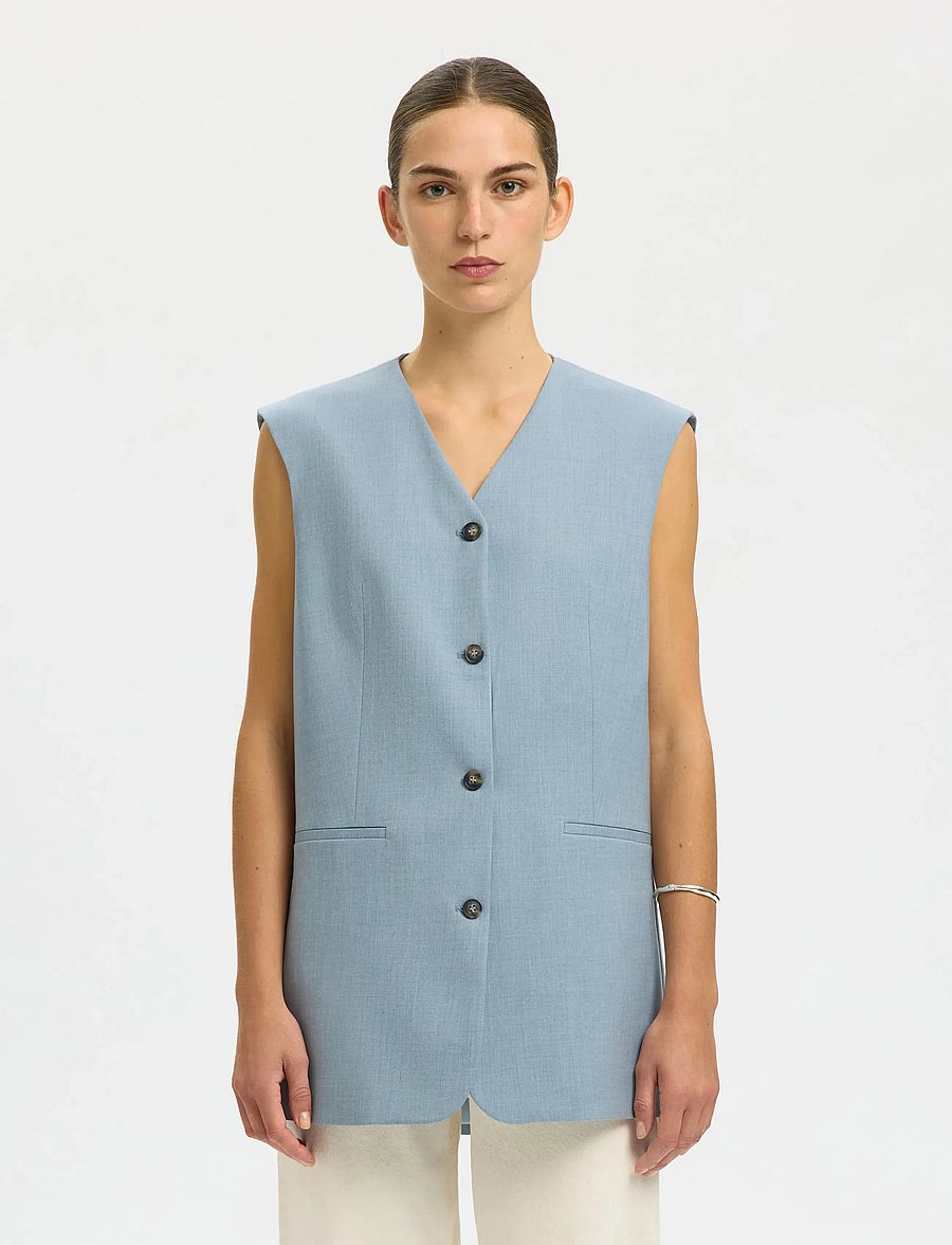 Selected - SLFBOXY LISA VEST - westen - dusty blue - 0