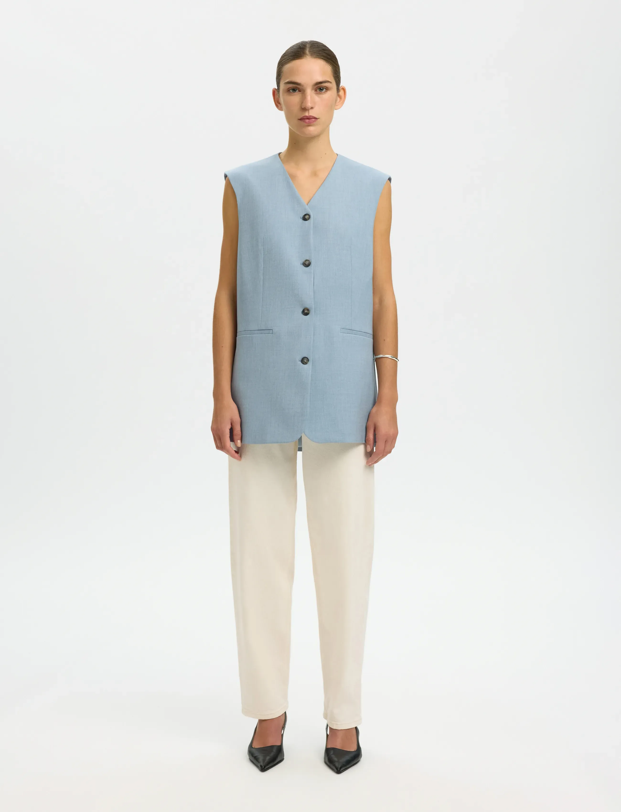Selected - SLFBOXY LISA VEST - veste - dusty blue - 3