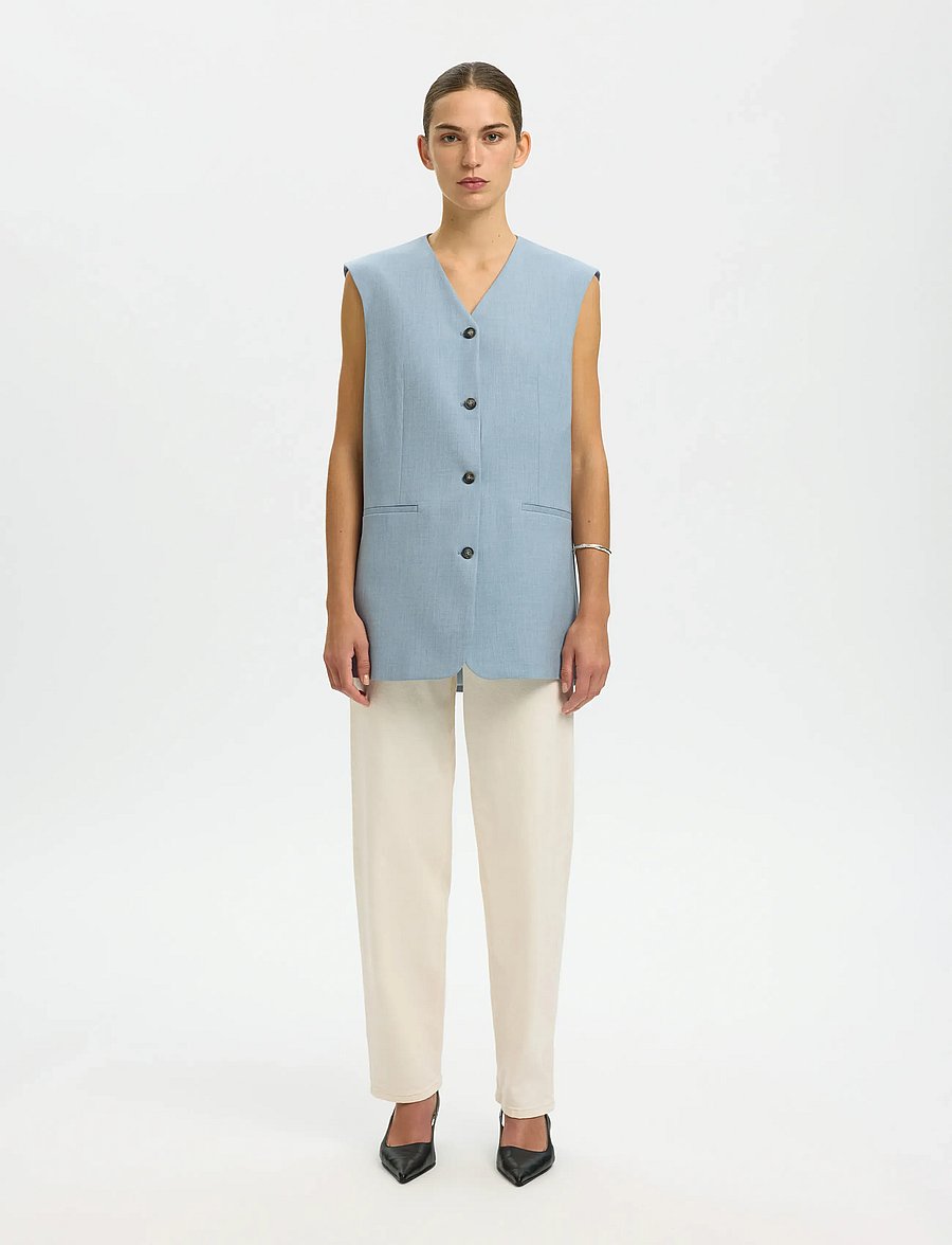 Selected - SLFBOXY LISA VEST - westen - dusty blue - 3
