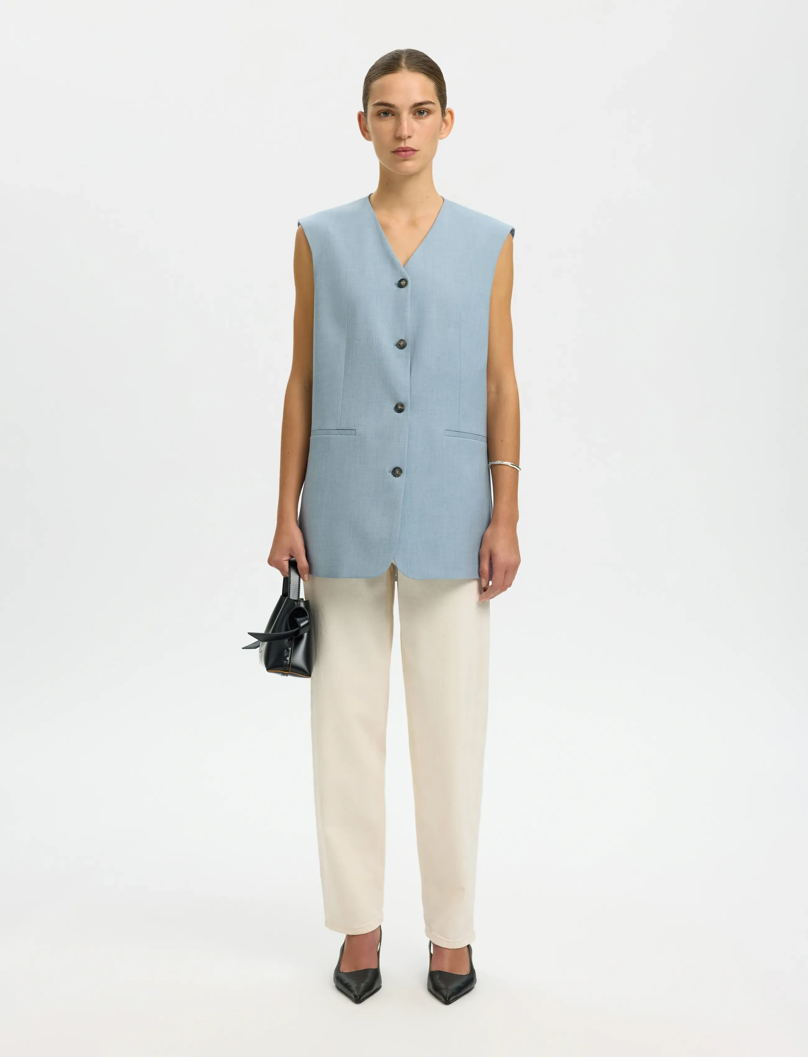 Selected - SLFBOXY LISA VEST - veste - dusty blue - 5