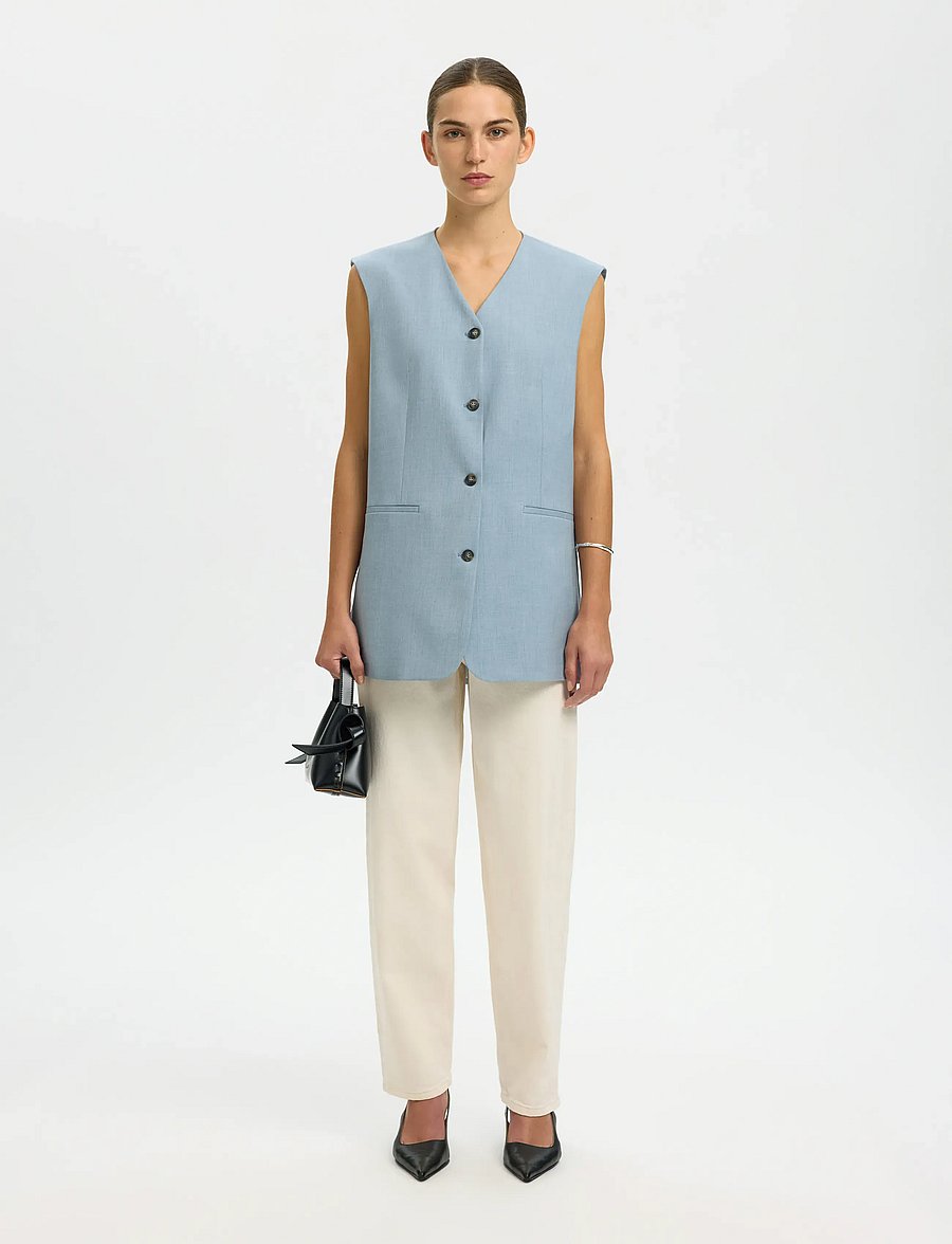 Selected - SLFBOXY LISA VEST - westen - dusty blue - 5