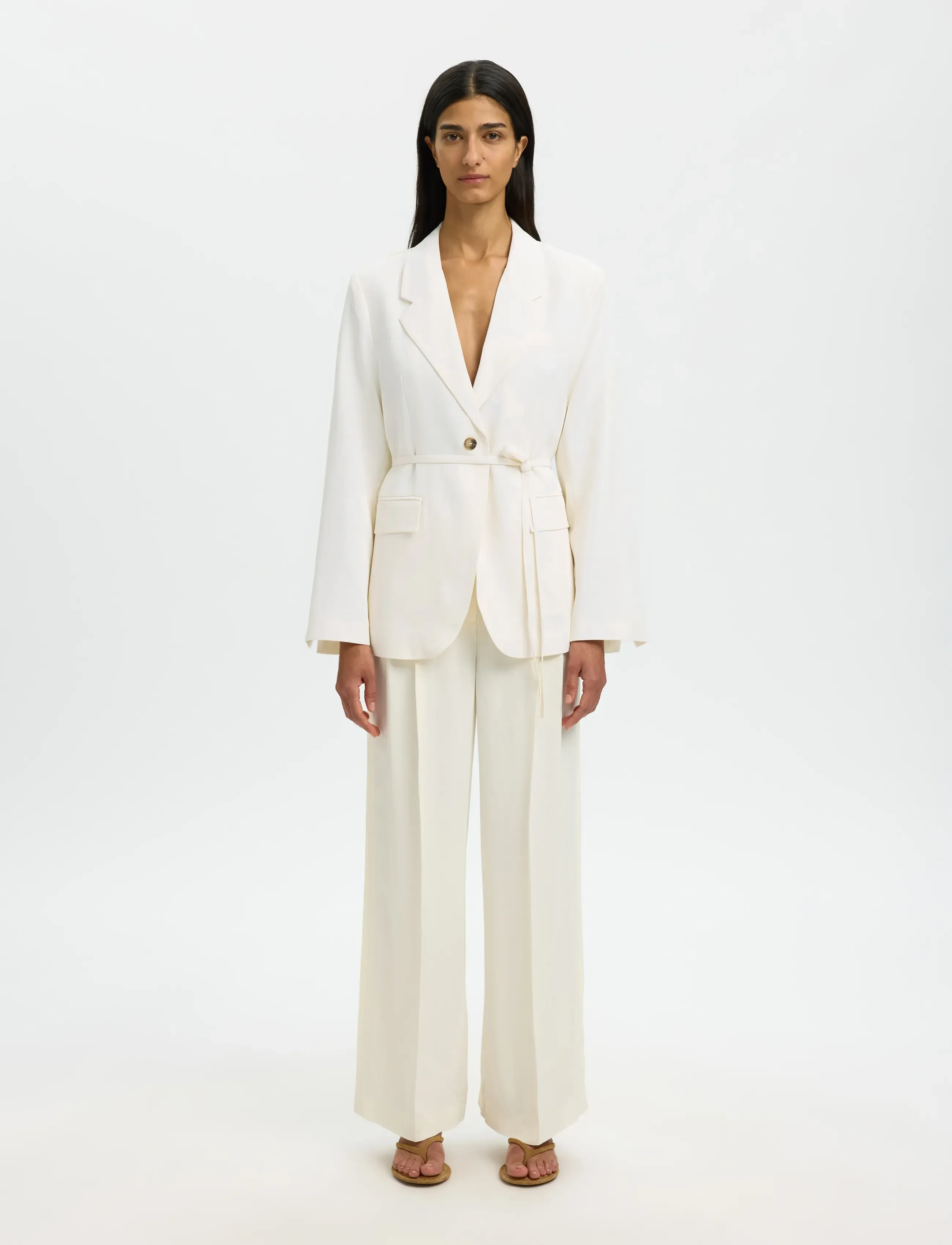 Selected - SLFELLIE BLAZER - blazere med bælte - egret - 3