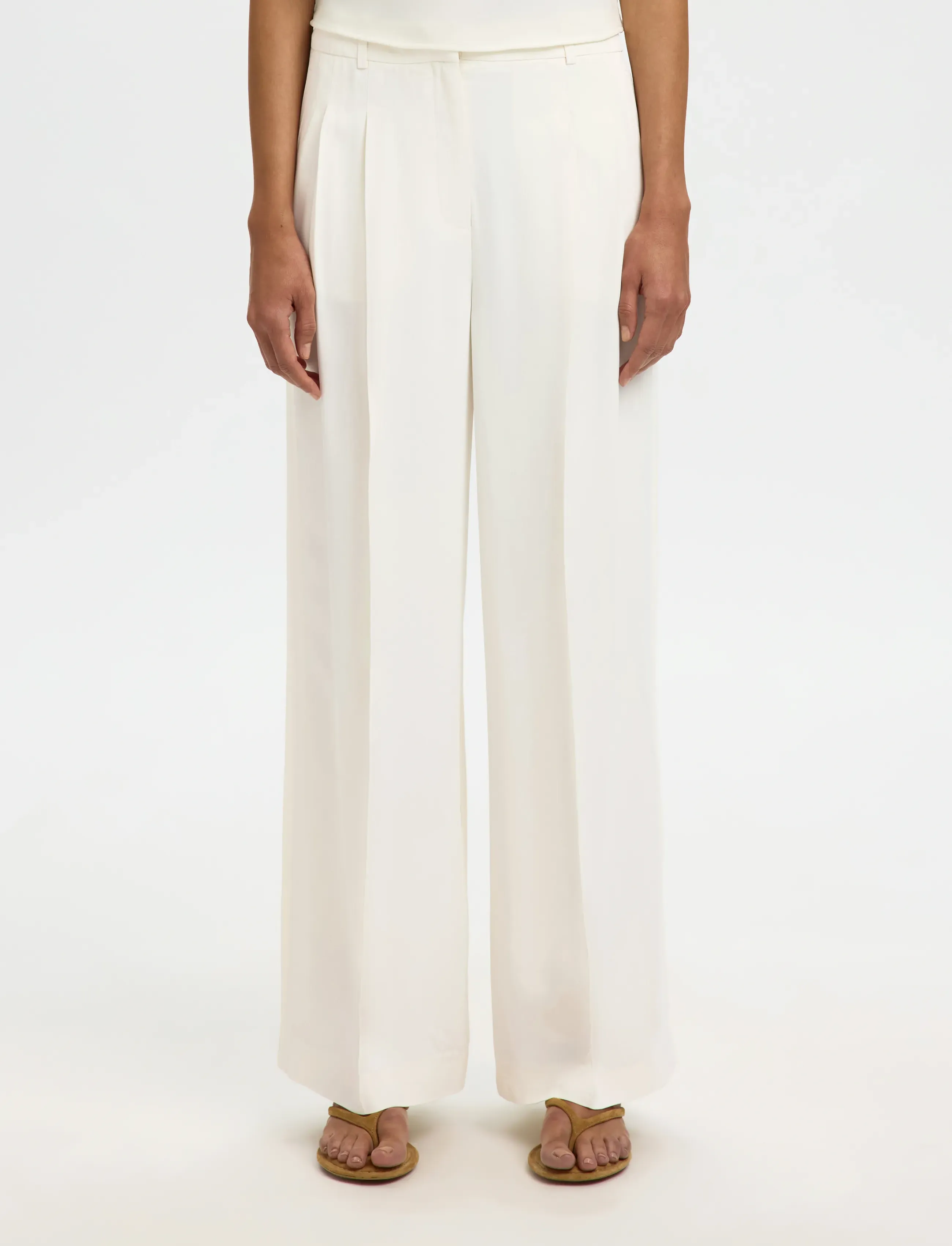Selected SLFEXTRA WIDE ELLIE HW PANT - Püksid - EGRET / cream