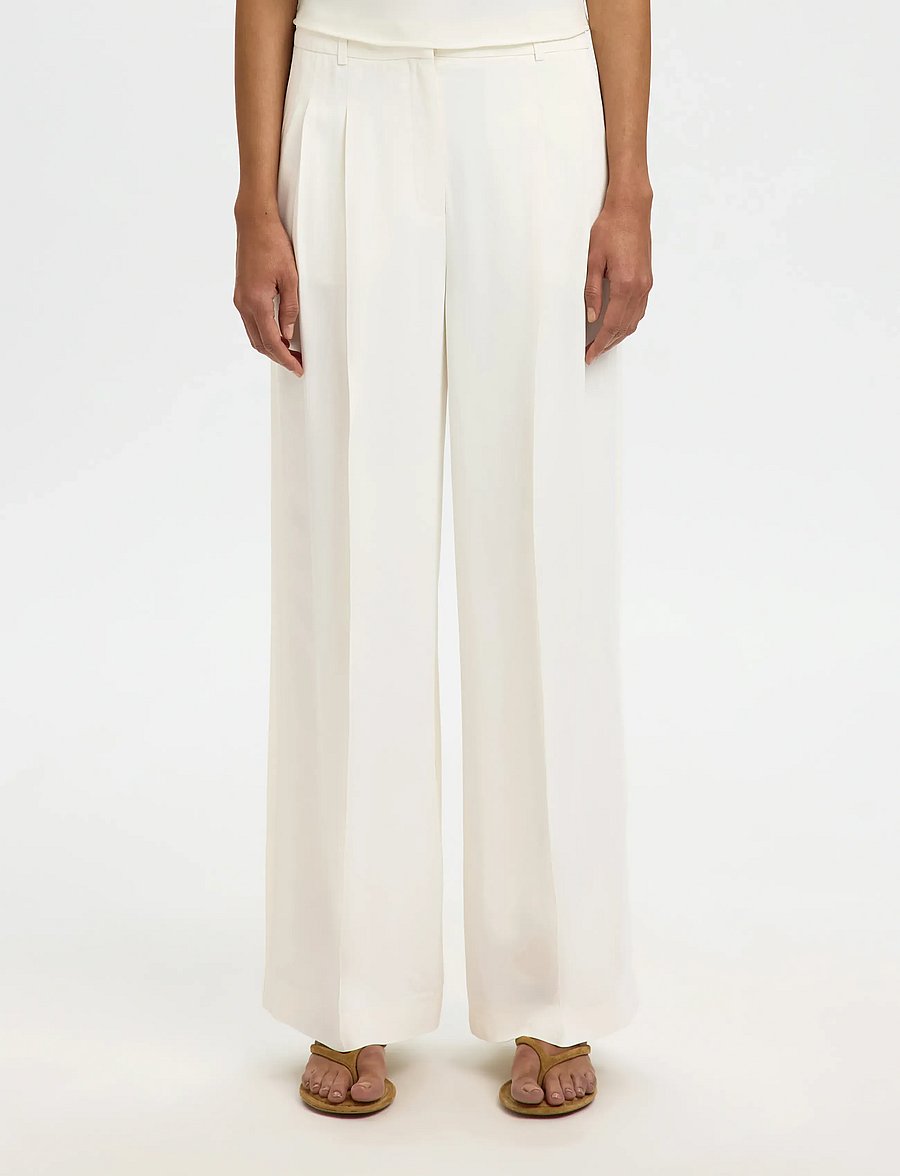 Selected - SLFEXTRA WIDE ELLIE HW PANT - habitbukser - egret - 0