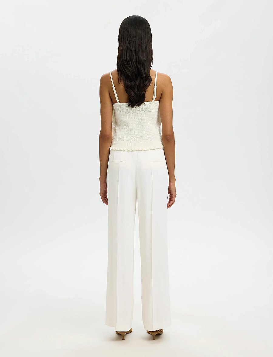 Selected - SLFEXTRA WIDE ELLIE HW PANT - habitbukser - egret - 2
