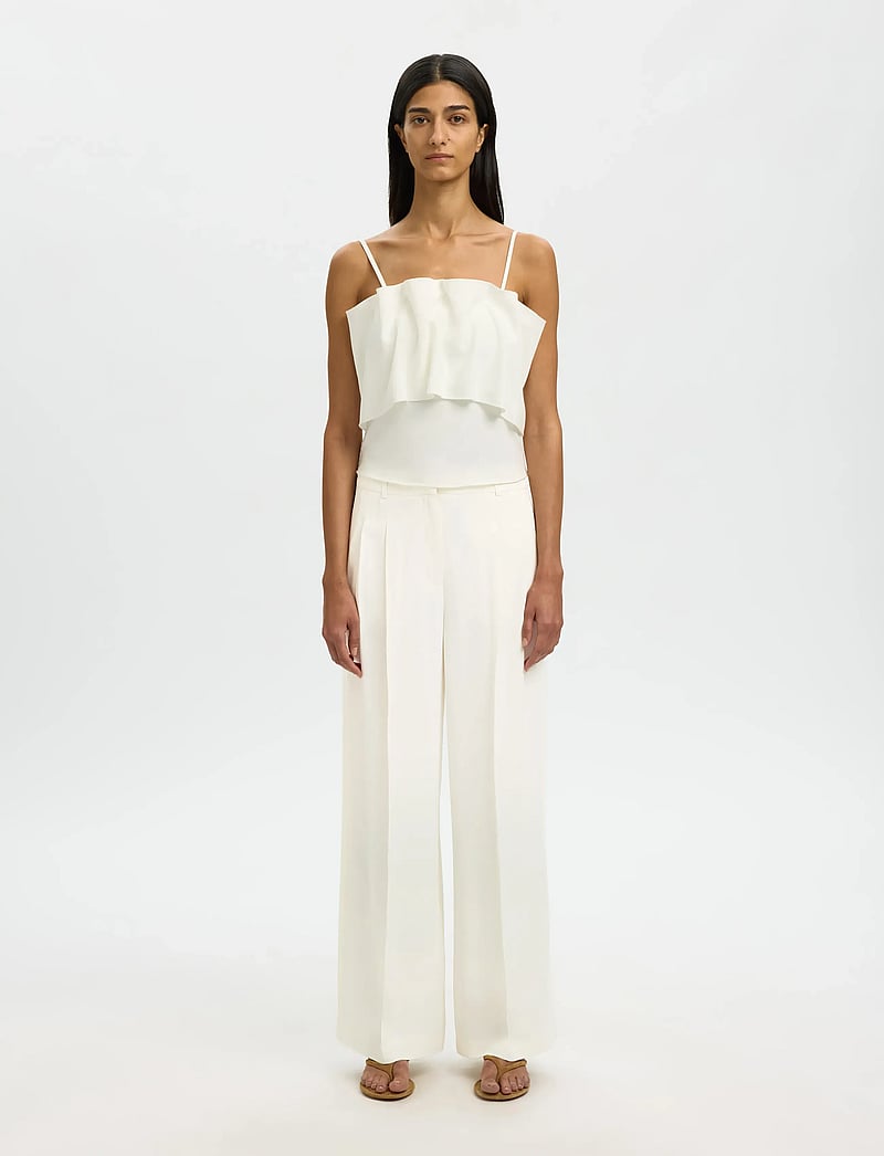 Selected - SLFEXTRA WIDE ELLIE HW PANT - habitbukser - egret - 3