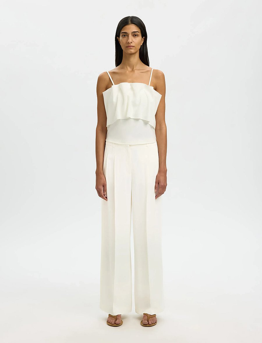 Selected - SLFEXTRA WIDE ELLIE HW PANT - habitbukser - egret - 3