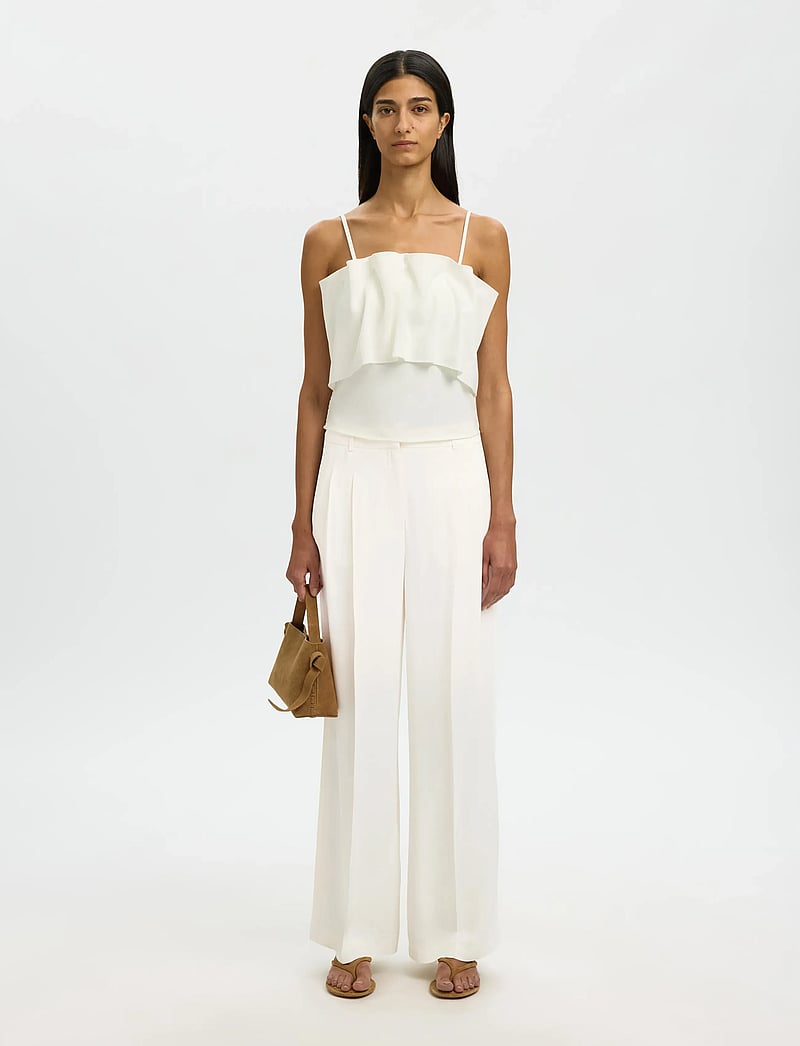 Selected - SLFEXTRA WIDE ELLIE HW PANT - habitbukser - egret - 5