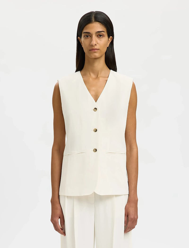 Selected - SLFELLIE VEST - lentejassen - egret - 0