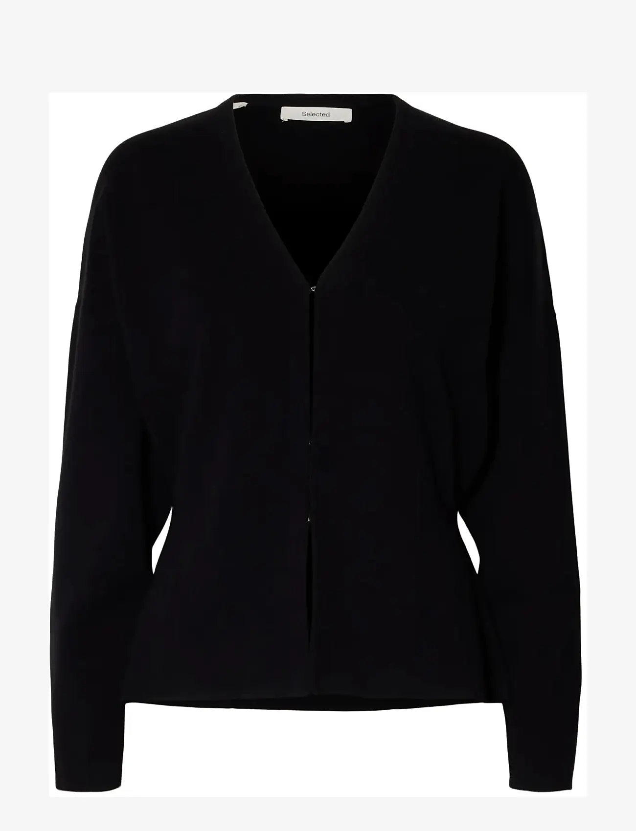 Selected - SLFANEMONE LS KNIT WAISTED CARDIGAN - koftor - black - 1