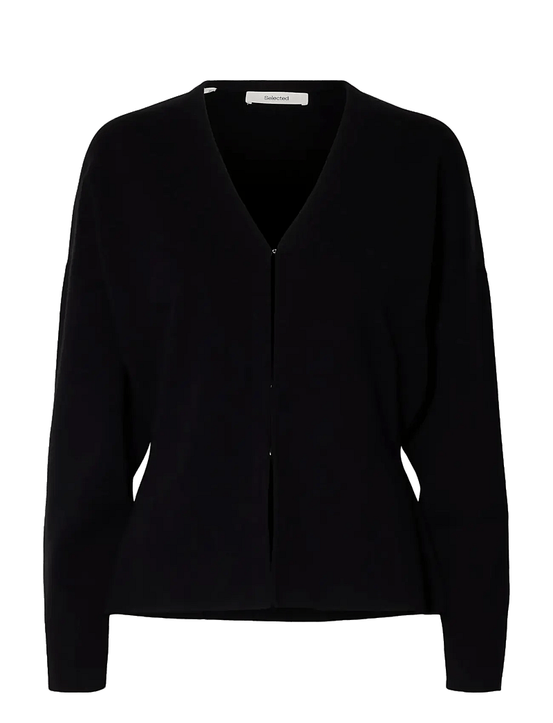 Selected - SLFANEMONE LS KNIT WAISTED CARDIGAN - koftor - black - 1