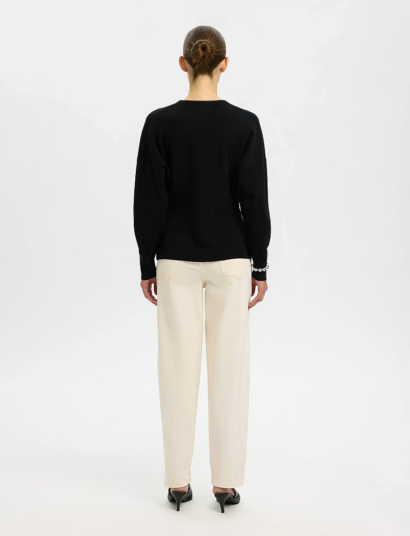 Selected - SLFANEMONE LS KNIT WAISTED CARDIGAN - koftor - black - 2