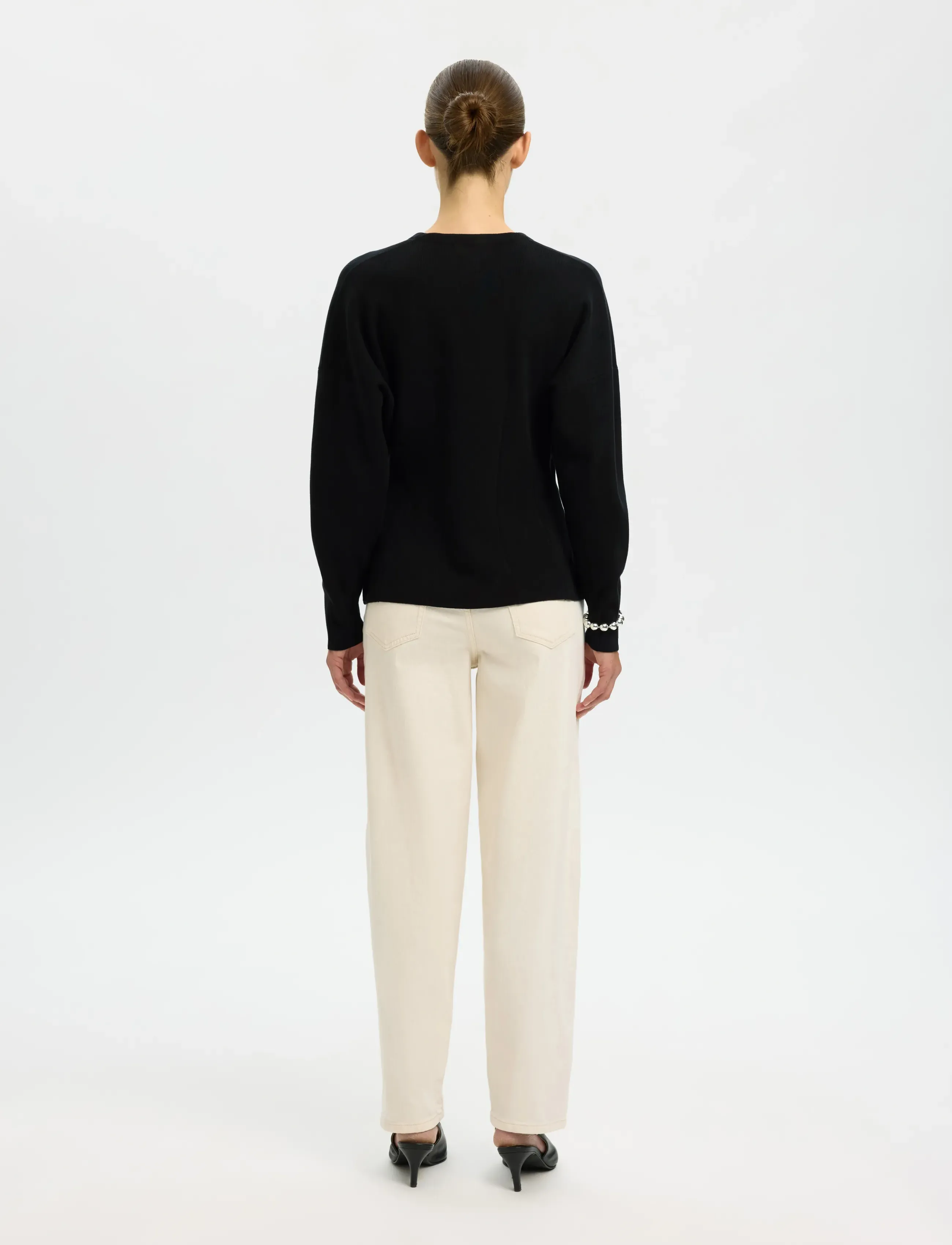Selected - SLFANEMONE LS KNIT WAISTED CARDIGAN - koftor - black - 2