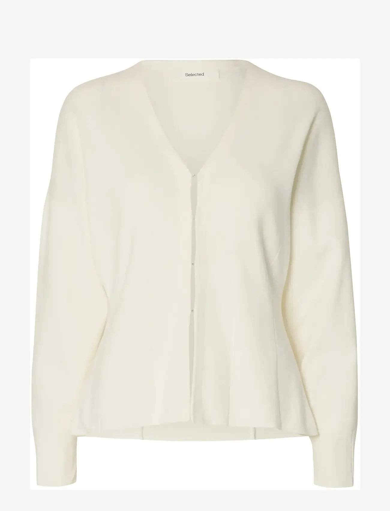 Selected - SLFANEMONE LS KNIT WAISTED CARDIGAN - cardigans - egret - 1