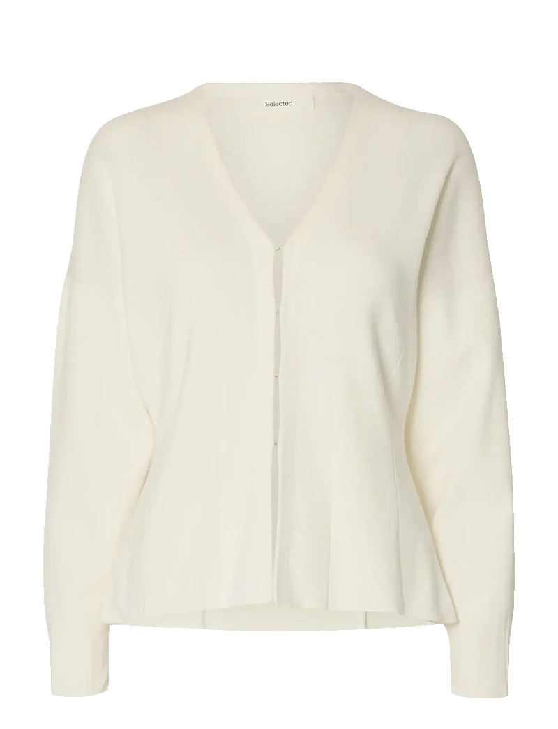 Selected - SLFANEMONE LS KNIT WAISTED CARDIGAN - cardigans - egret - 1