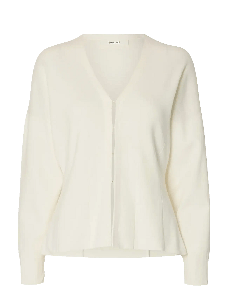 Selected - SLFANEMONE LS KNIT WAISTED CARDIGAN - strickjacken - egret - 1
