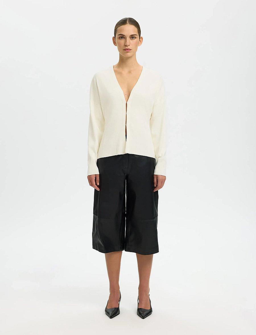 Selected - SLFANEMONE LS KNIT WAISTED CARDIGAN - strickjacken - egret - 3