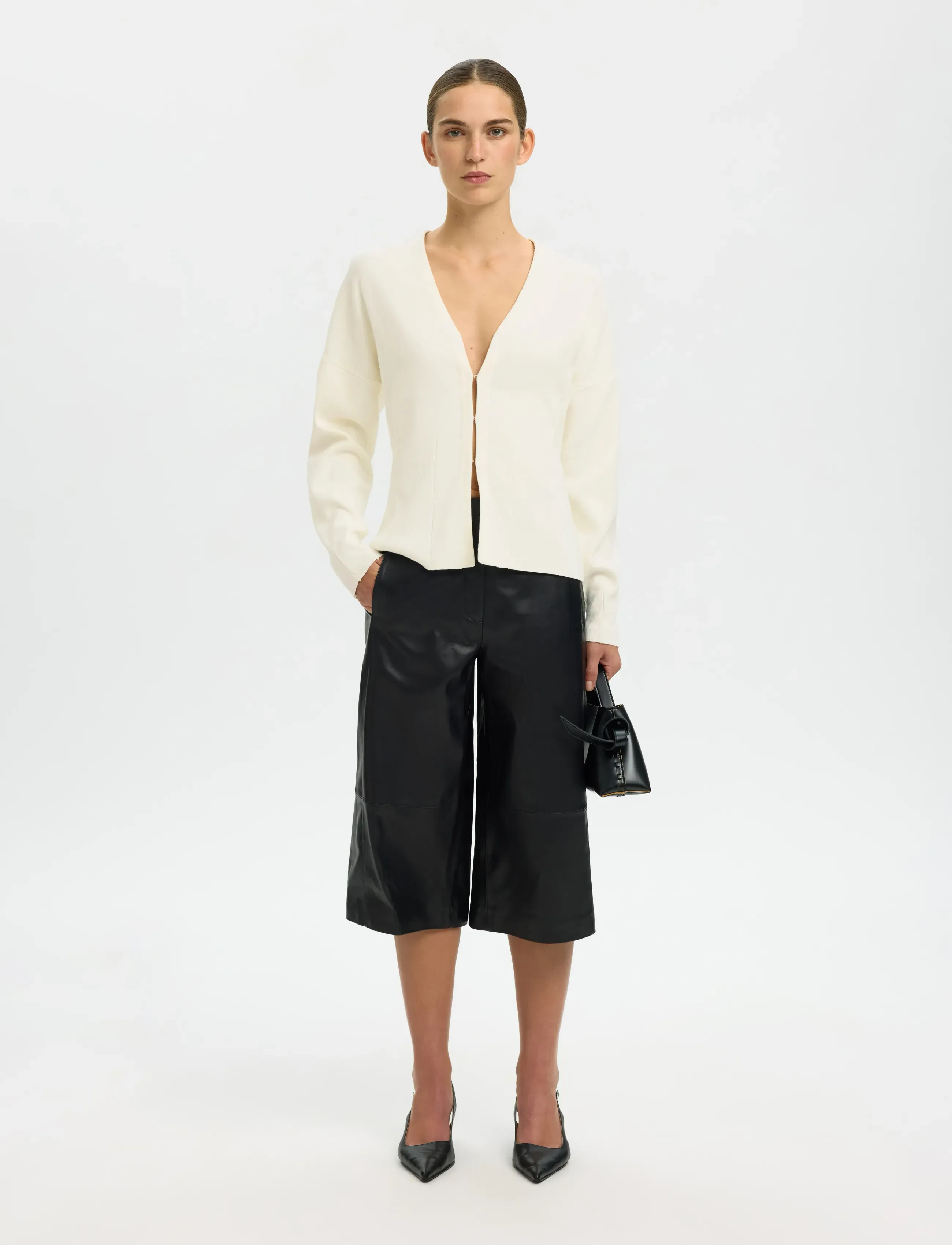 Selected - SLFANEMONE LS KNIT WAISTED CARDIGAN - strickjacken - egret - 5
