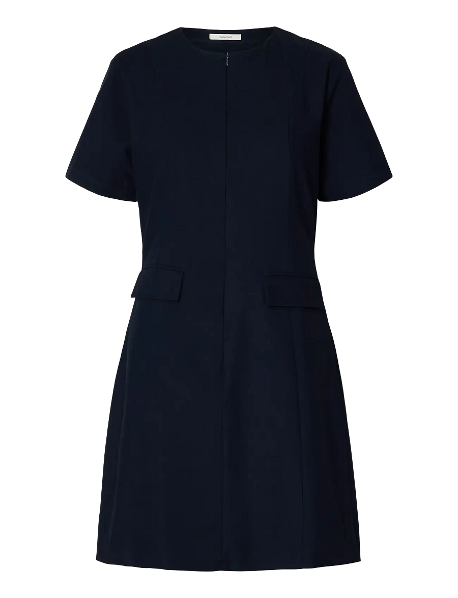Selected - SLFTORA SLIM SS SHORT DRESS B - kurze kleider - dark sapphire - 1