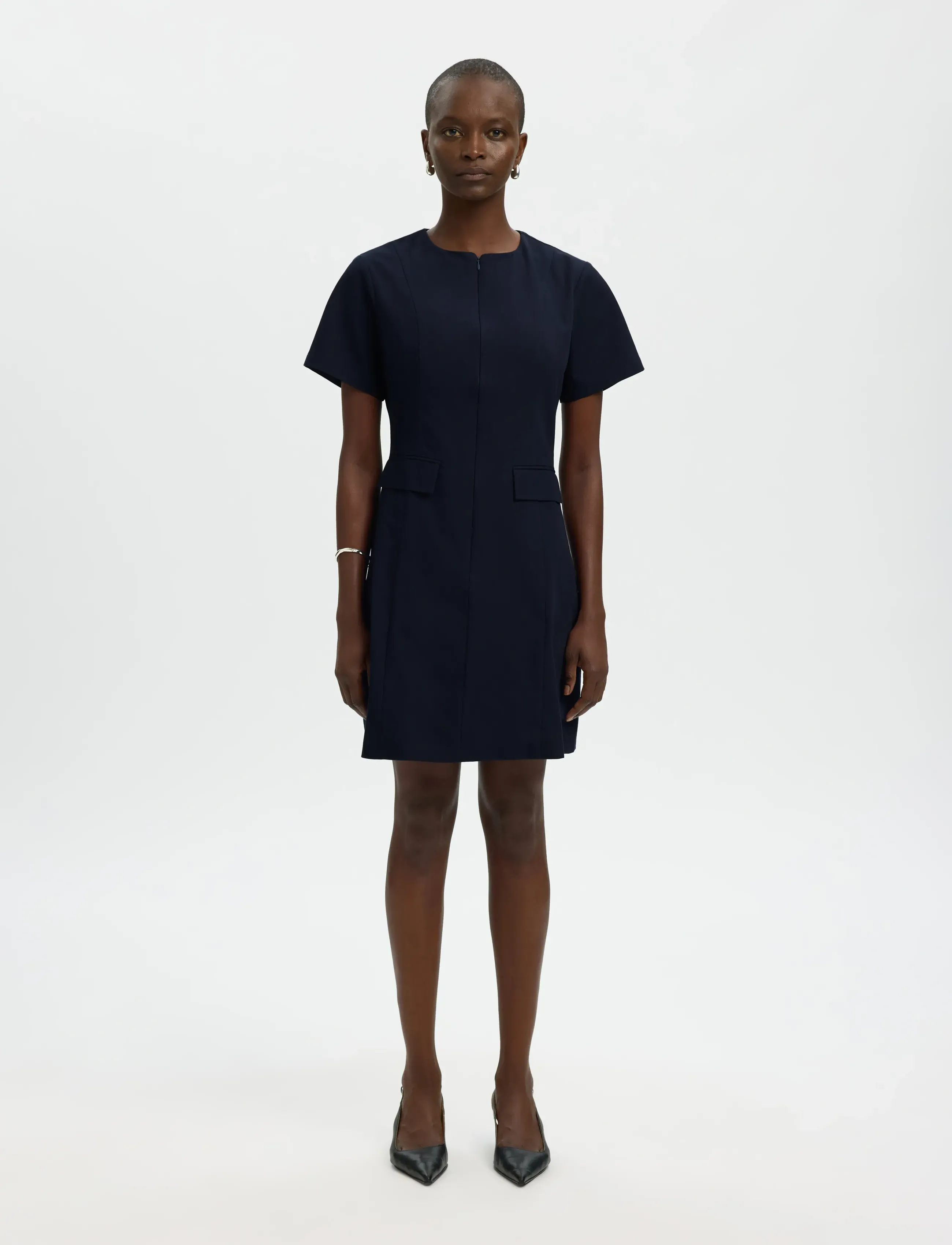 Selected Slftora Slim Ss Short Dress B, 38, Navy, Kjoler > Kort Kjole, Dame
