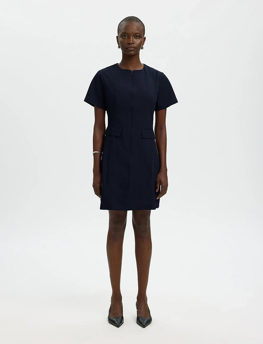 Selected - SLFTORA SLIM SS SHORT DRESS B - kurze kleider - dark sapphire - 0