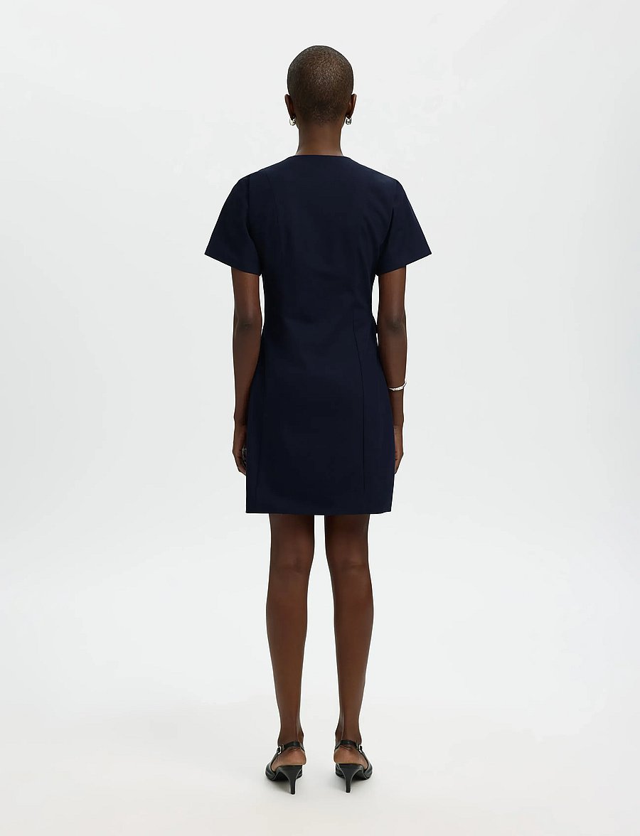 Selected - SLFTORA SLIM SS SHORT DRESS B - kurze kleider - dark sapphire - 2