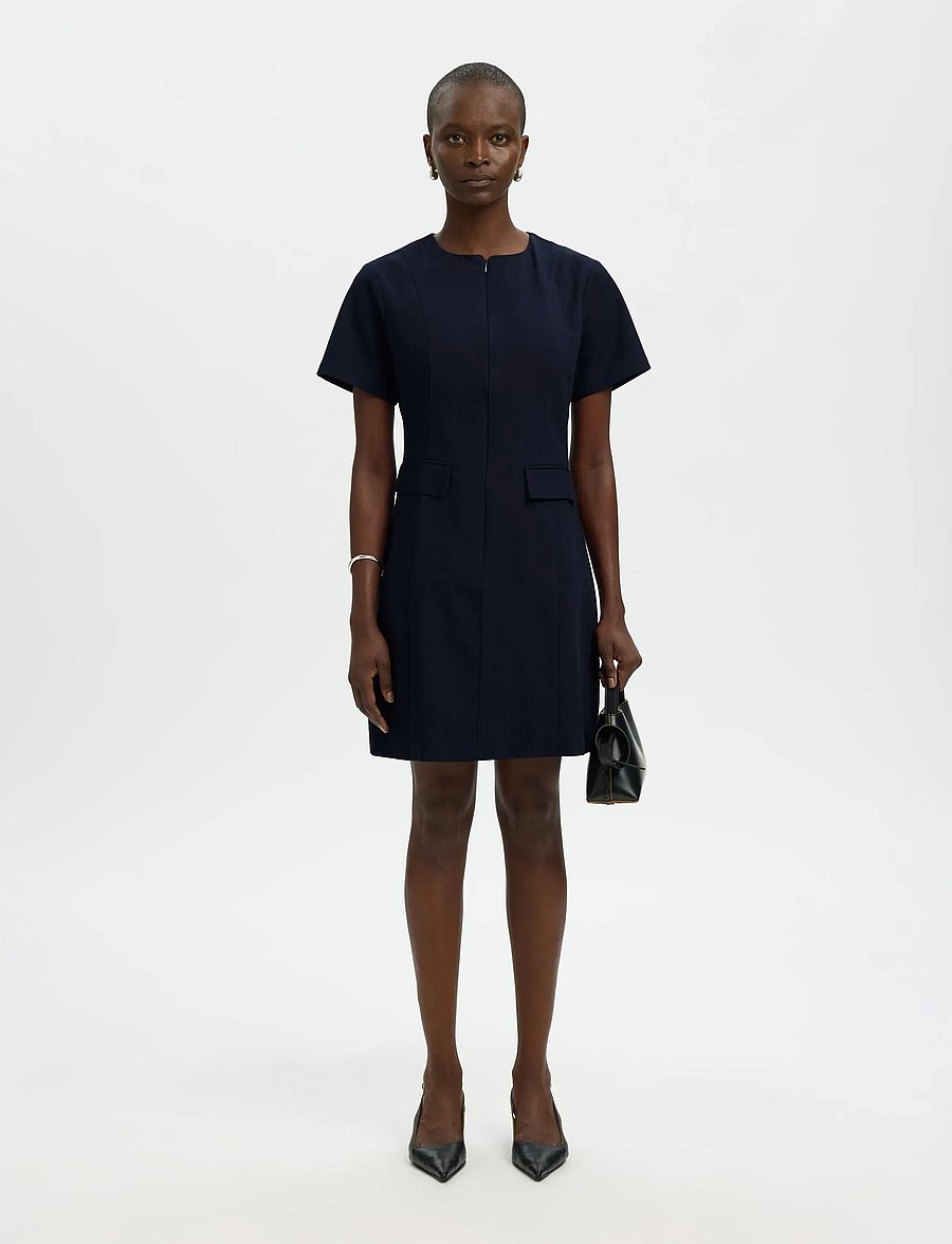 Selected - SLFTORA SLIM SS SHORT DRESS B - kurze kleider - dark sapphire - 3